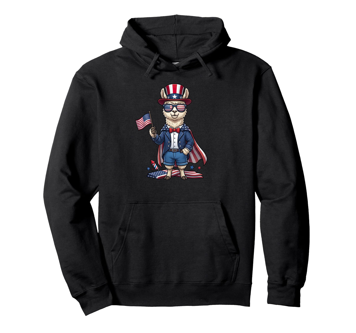 Funny Llama American Usa Flag Memorial Day Hoodie - Trendy Graphic Unisex - T-Shirt, Sweatshirt, Hoodie