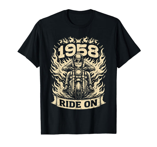Biker 1958 Ride Birthday Motorcycle T-Shirt - Streetwear Style for Adults - T-Shirt, Sweatshirt, Hoodie