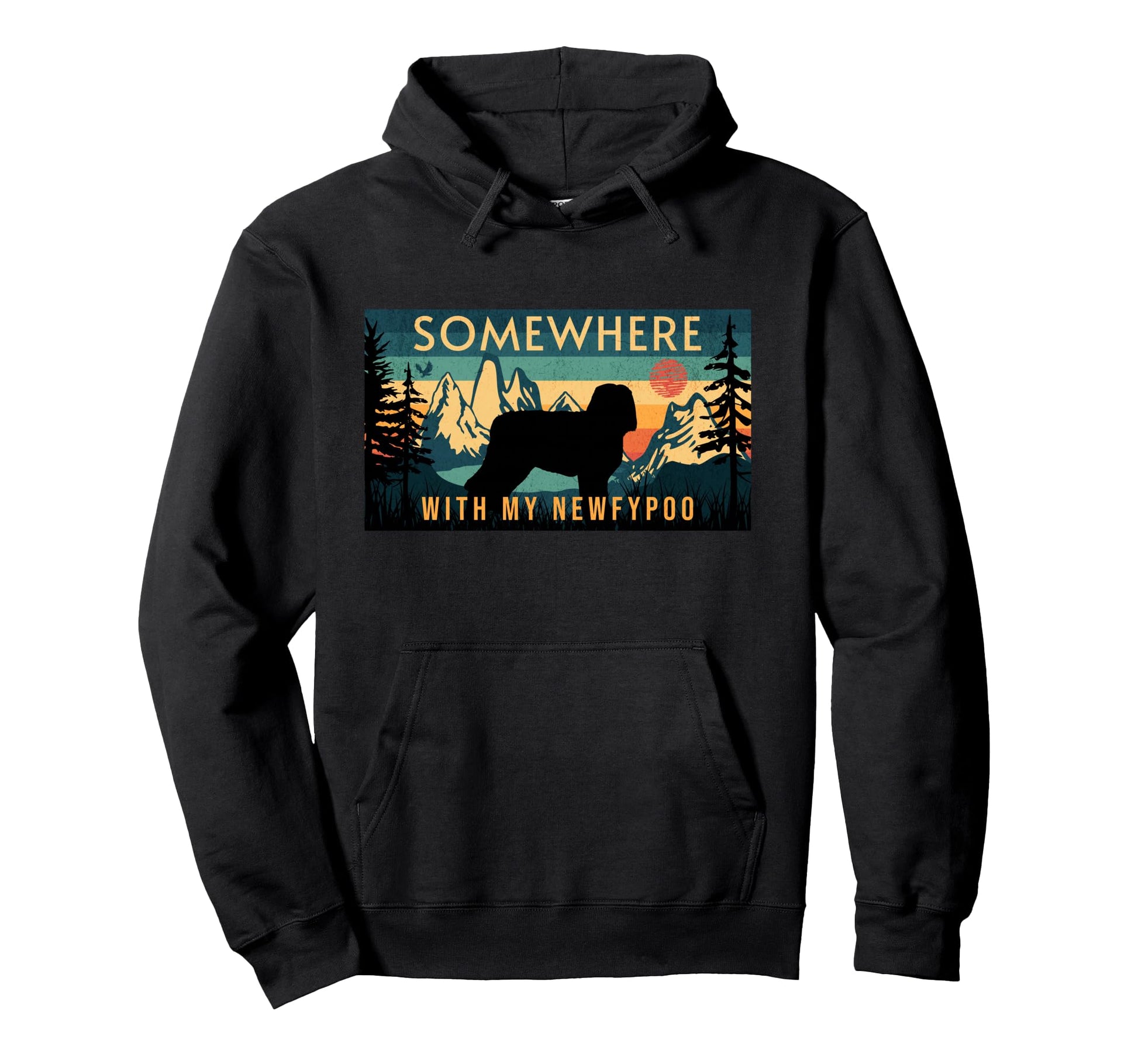 Somewhere My Newfypoo Camping Hiking Trail Hoodie - Custom Art Print Unisex - T-Shirt, Sweatshirt, Hoodie