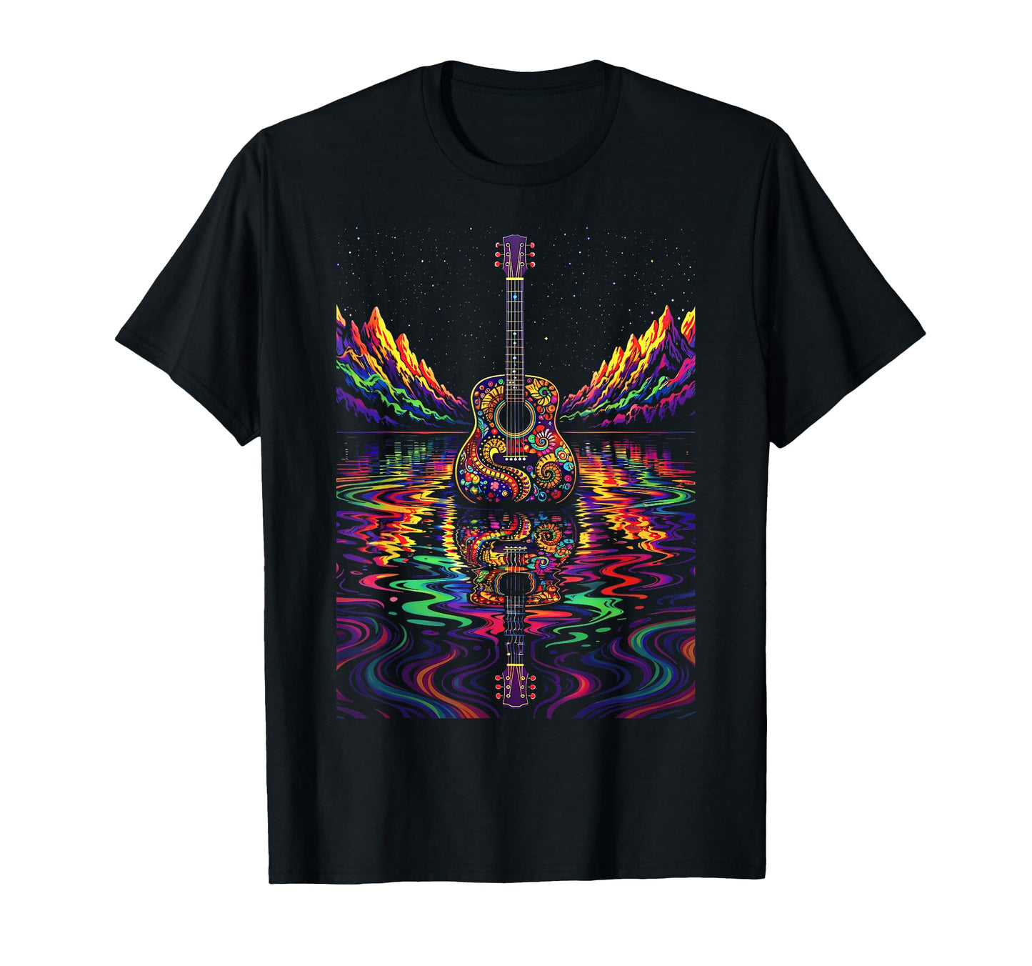 Guitar Lake Reflection Shadow T-Shirt - Casual Everyday Wear Men Women - T-Shirt, Sweatshirt, Hoodie