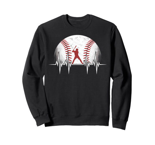 Baseball Ball Heartbeat Player Coach Sweatshirt - Trendy Graphic Unisex - T-Shirt, Sweatshirt, Hoodie