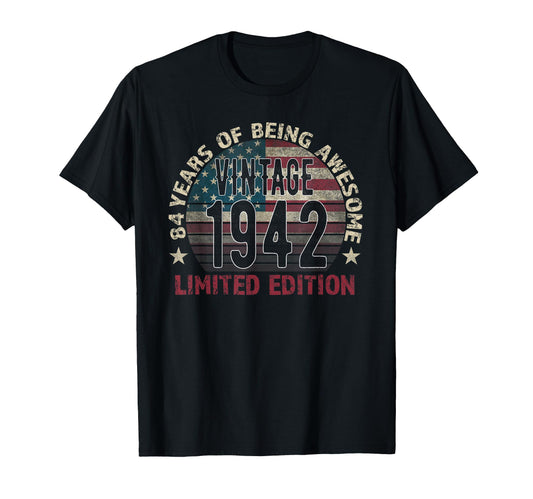 84Th Birthday Gift Born 1942 Turning 84 T-Shirt - Trendy Graphic Unisex - T-Shirt, Sweatshirt, Hoodie