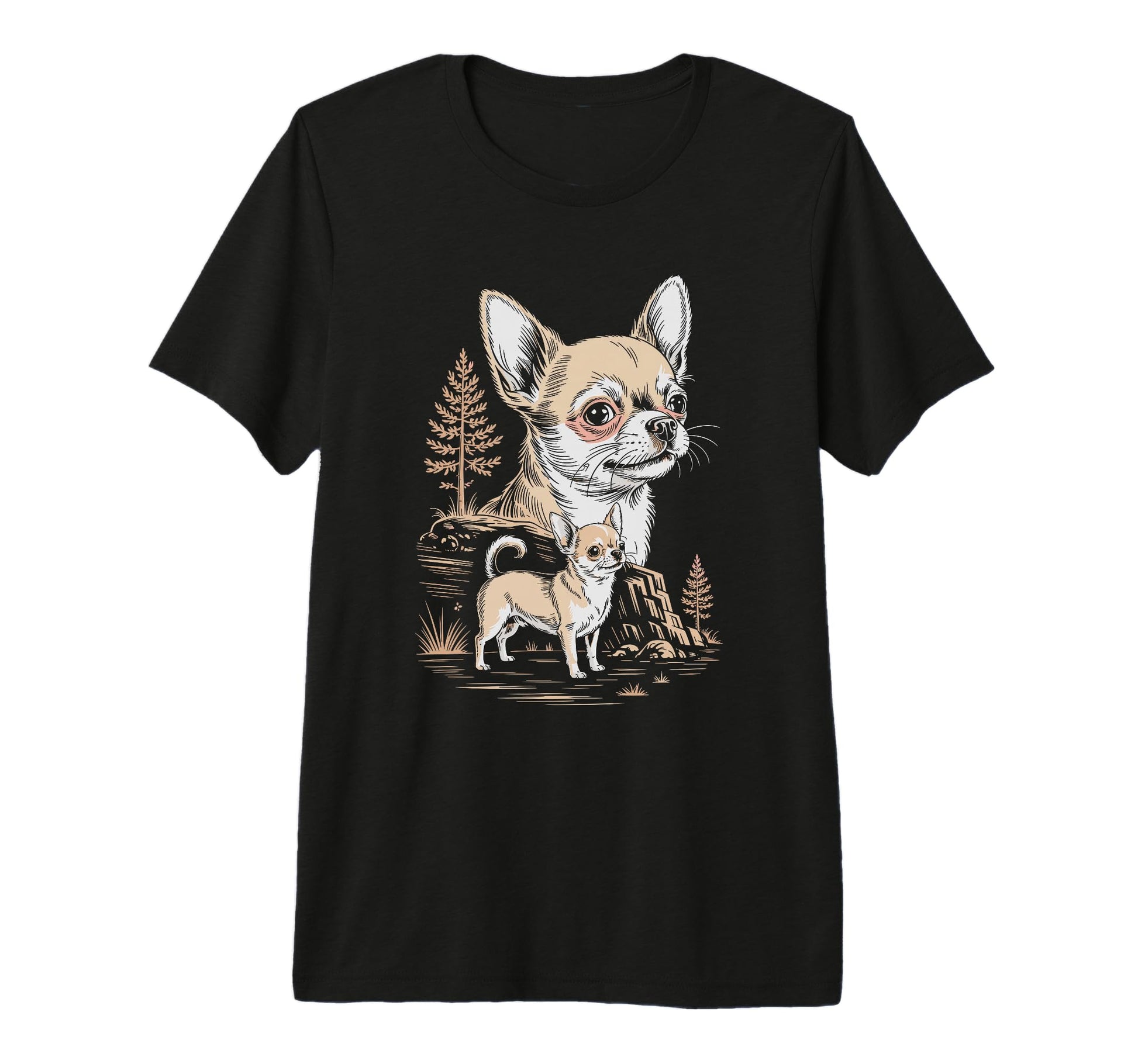 Mom Dad Chihuahua Dog Owner Hiking Lover T-Shirt - Custom Art Print Unisex - T-Shirt, Sweatshirt, Hoodie