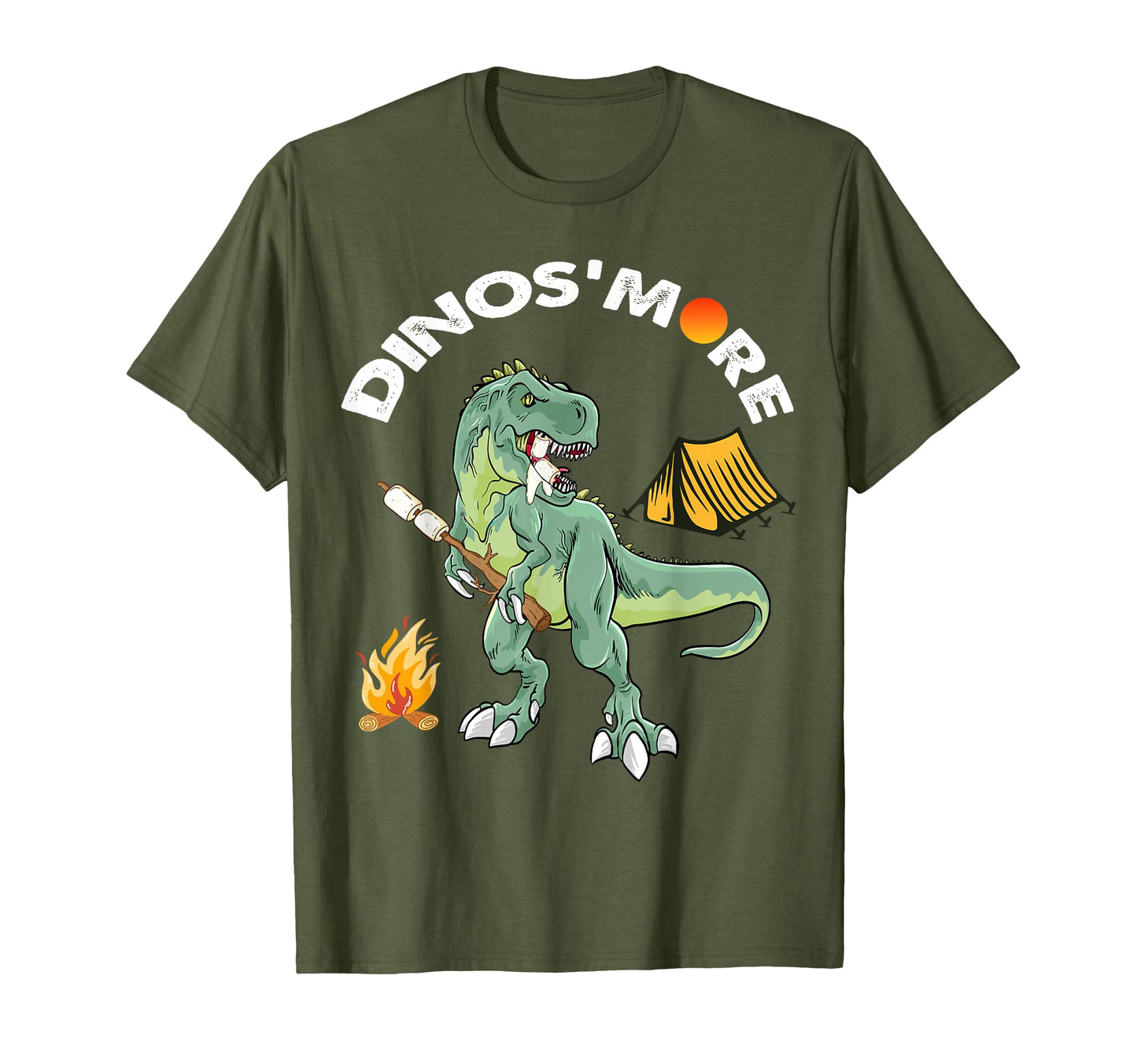 Funny Camping Dinosaur Campfire T-Shirt - Custom Art Print Men Women - T-Shirt, Sweatshirt, Hoodie
