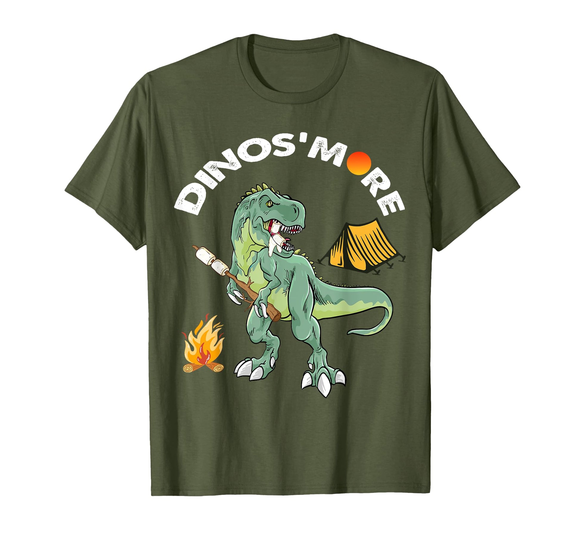 Funny Camping Dinosaur Campfire T-Shirt - Custom Art Print Men Women - T-Shirt, Sweatshirt, Hoodie