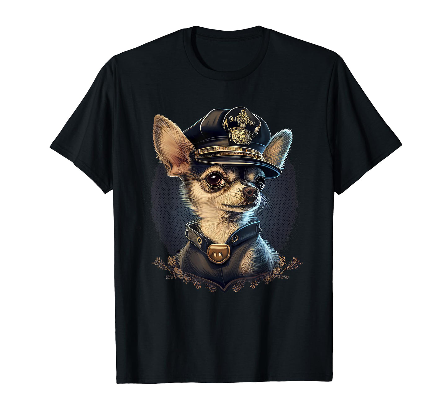 Chihuahua Police Officer Hat Funny T-Shirt - Aesthetic Graphic for Adults - T-Shirt, Sweatshirt, Hoodie