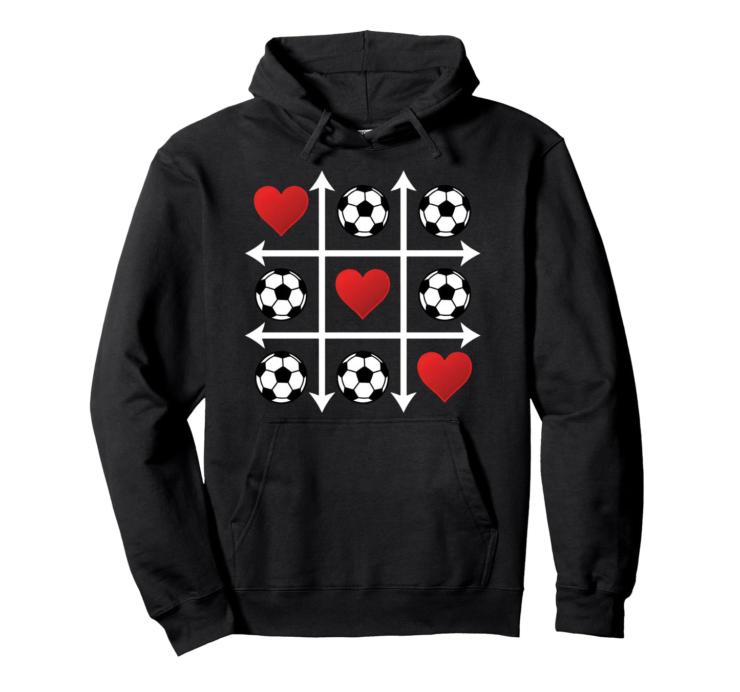Soccer Valentine Heart Tic Tac Toe Love Hoodie - Unique Graphic Men Women - T-Shirt, Sweatshirt, Hoodie
