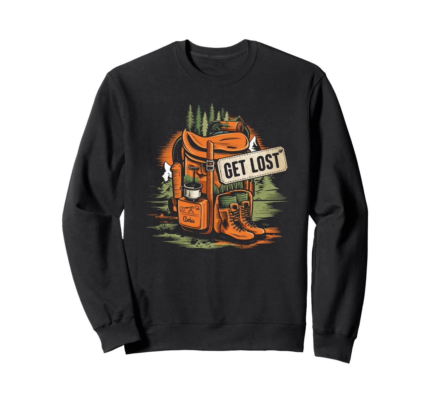 Get Lost Wilderness Backpack Sweatshirt - Custom Art Print Men Women - T-Shirt, Sweatshirt, Hoodie