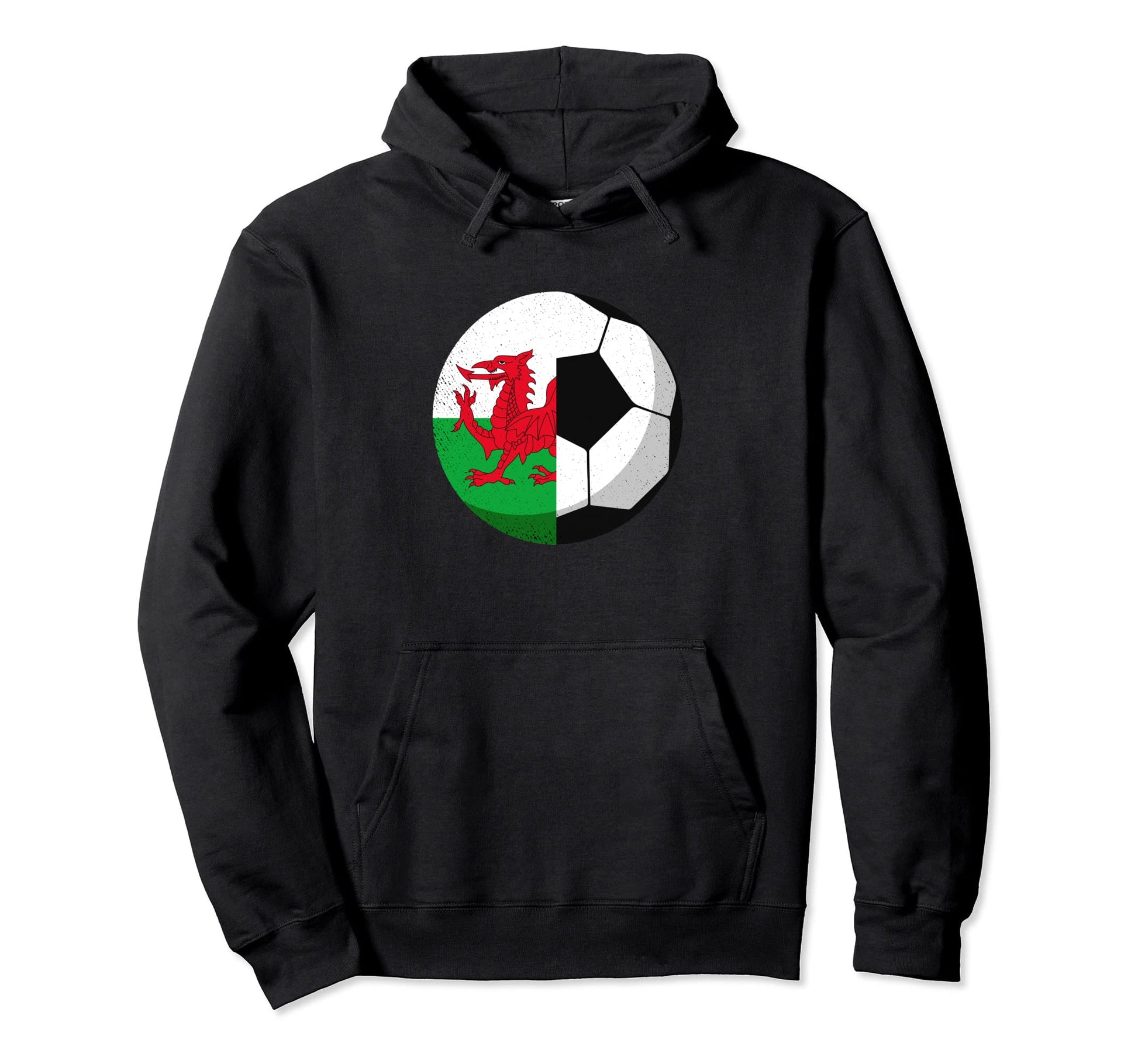 Half Wales Flag Half Football Fans Hoodie - Streetwear Style for Adults - T-Shirt, Sweatshirt, Hoodie