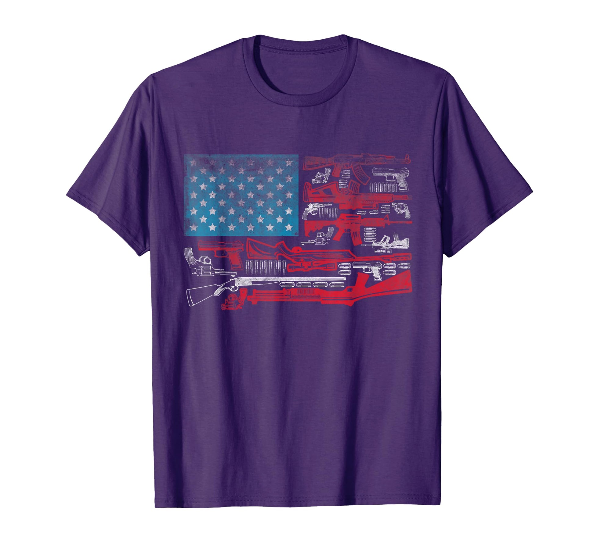American Flag Guns Riffles Bullets T-Shirt - Minimalist Print for Adults - T-Shirt, Sweatshirt, Hoodie