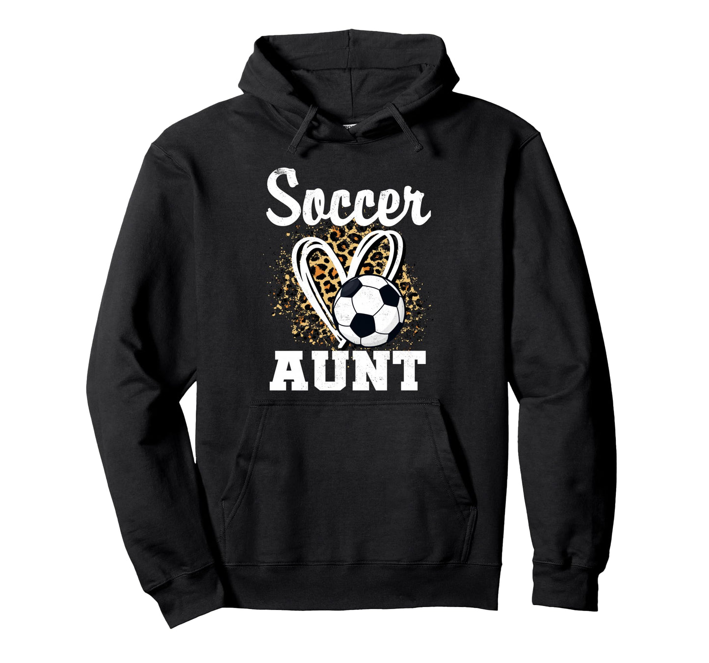 Soccer Aunt Leopard Heart Hoodie - Novelty Apparel for Adults - T-Shirt, Sweatshirt, Hoodie