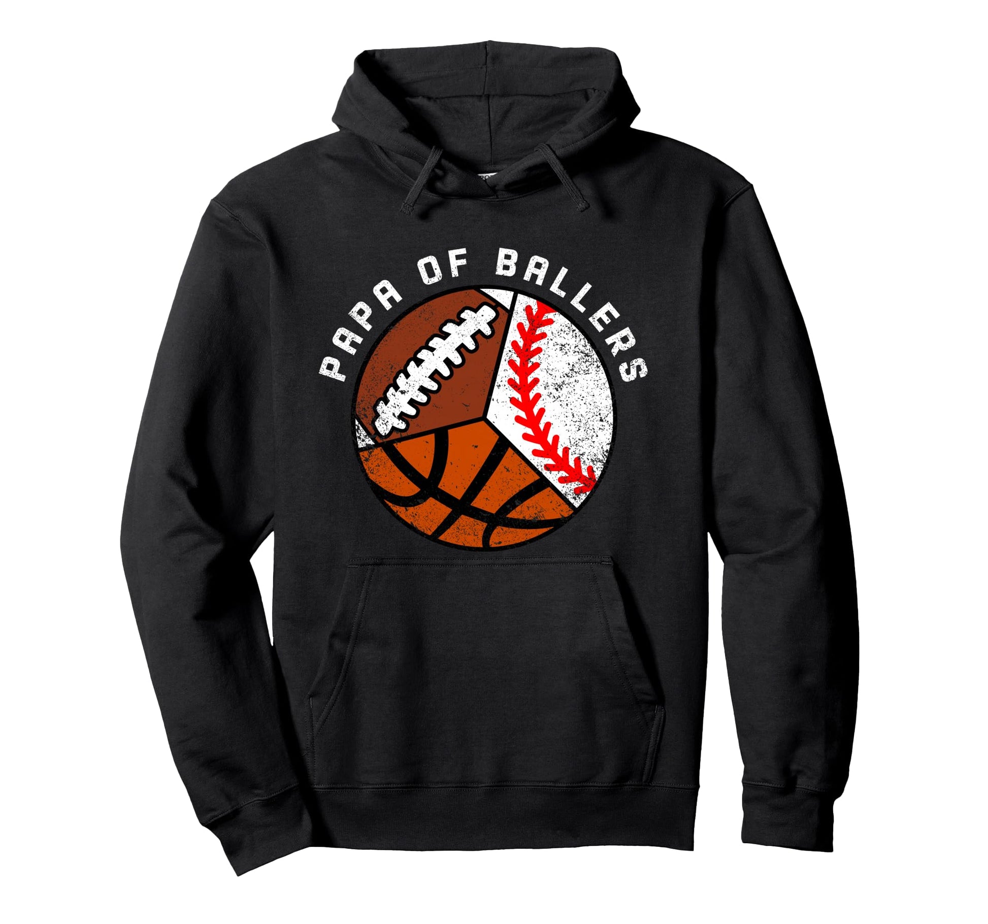 Papa Ballers Funny Baseball Basketball Hoodie - Graphic Print Men Women - T-Shirt, Sweatshirt, Hoodie