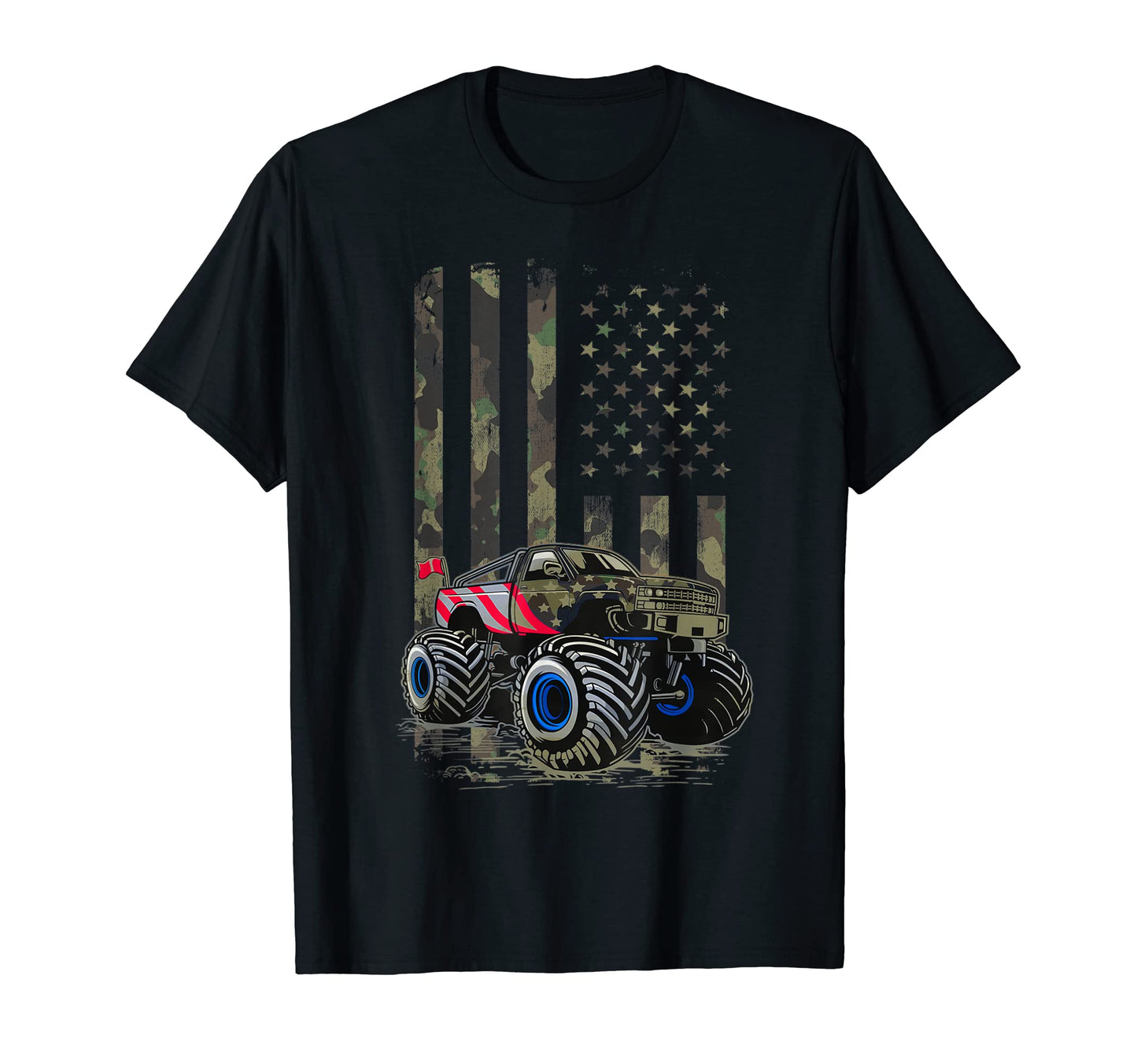 Usa Flag Monster Truck Army Camouflage T-Shirt - Novelty Apparel Men Women - T-Shirt, Sweatshirt, Hoodie