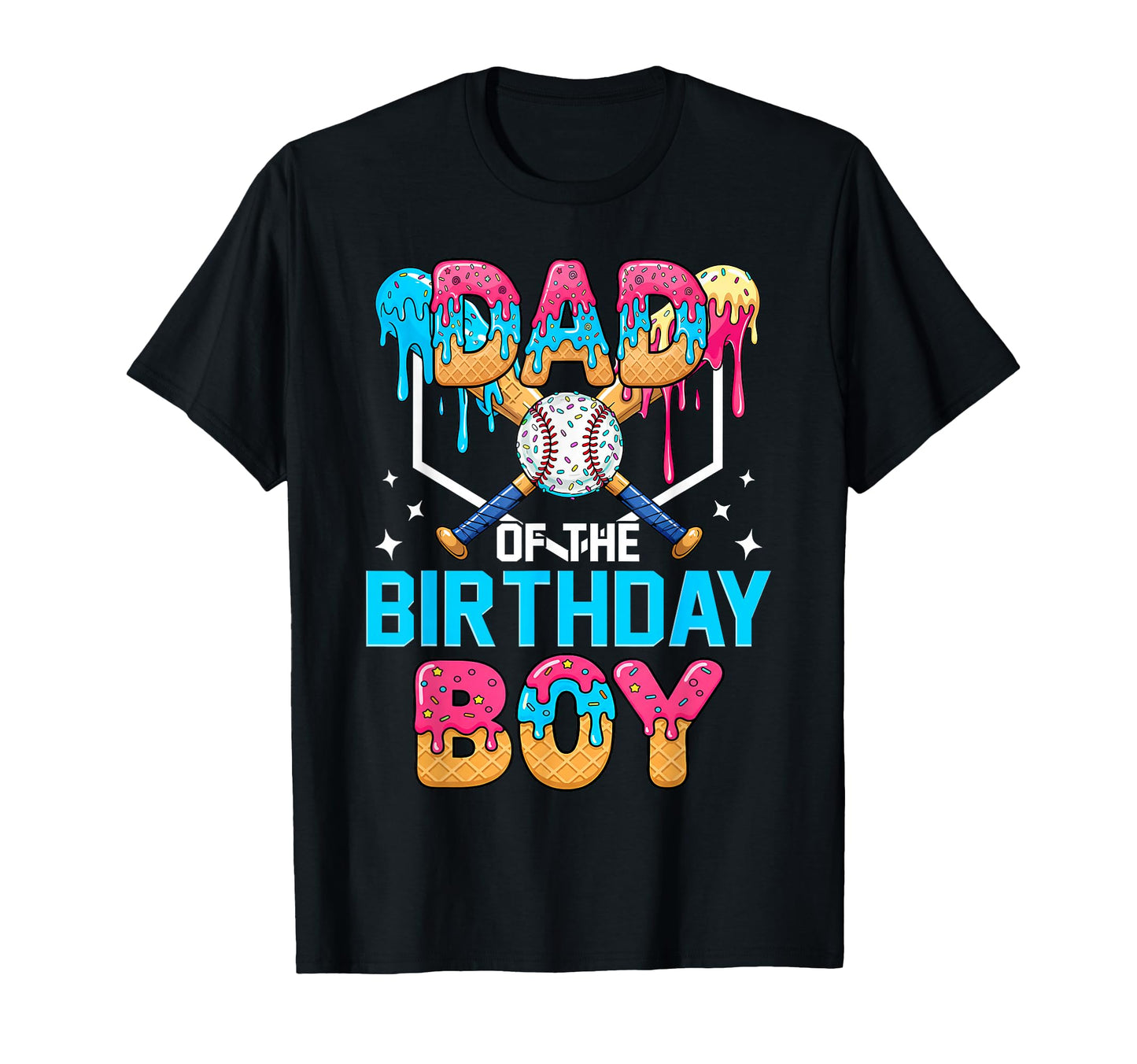 Dad Birthday Funny Baseball Ice Cream T-Shirt - Graphic Print for Adults - T-Shirt, Sweatshirt, Hoodie