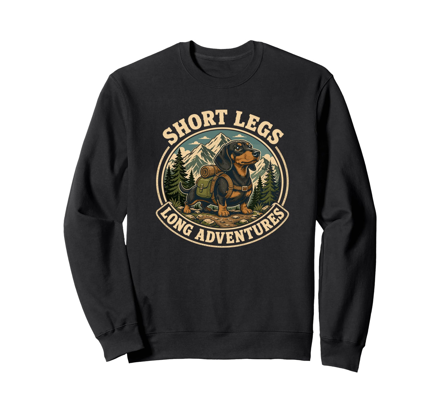 Dachshund Short Legs Long Adventures Sweatshirt - Minimalist Print Unisex - T-Shirt, Sweatshirt, Hoodie