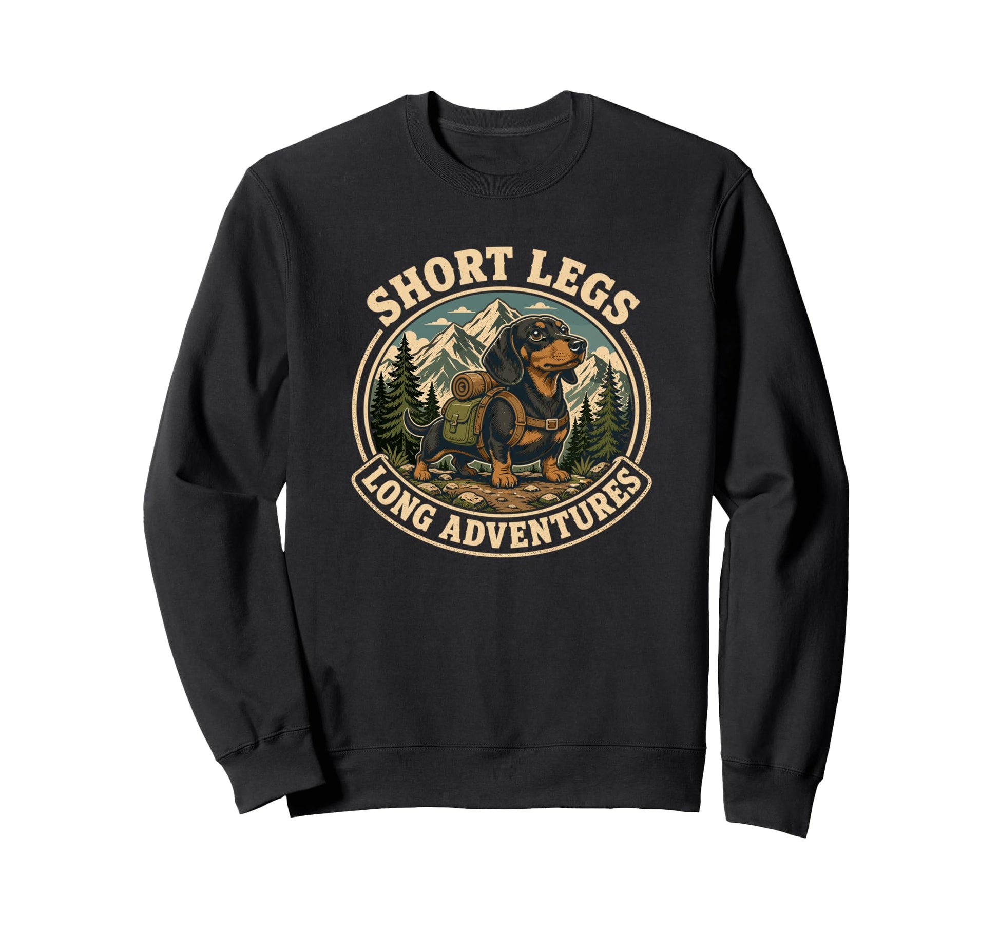 Dachshund Short Legs Long Adventures Sweatshirt - Minimalist Print Unisex - T-Shirt, Sweatshirt, Hoodie