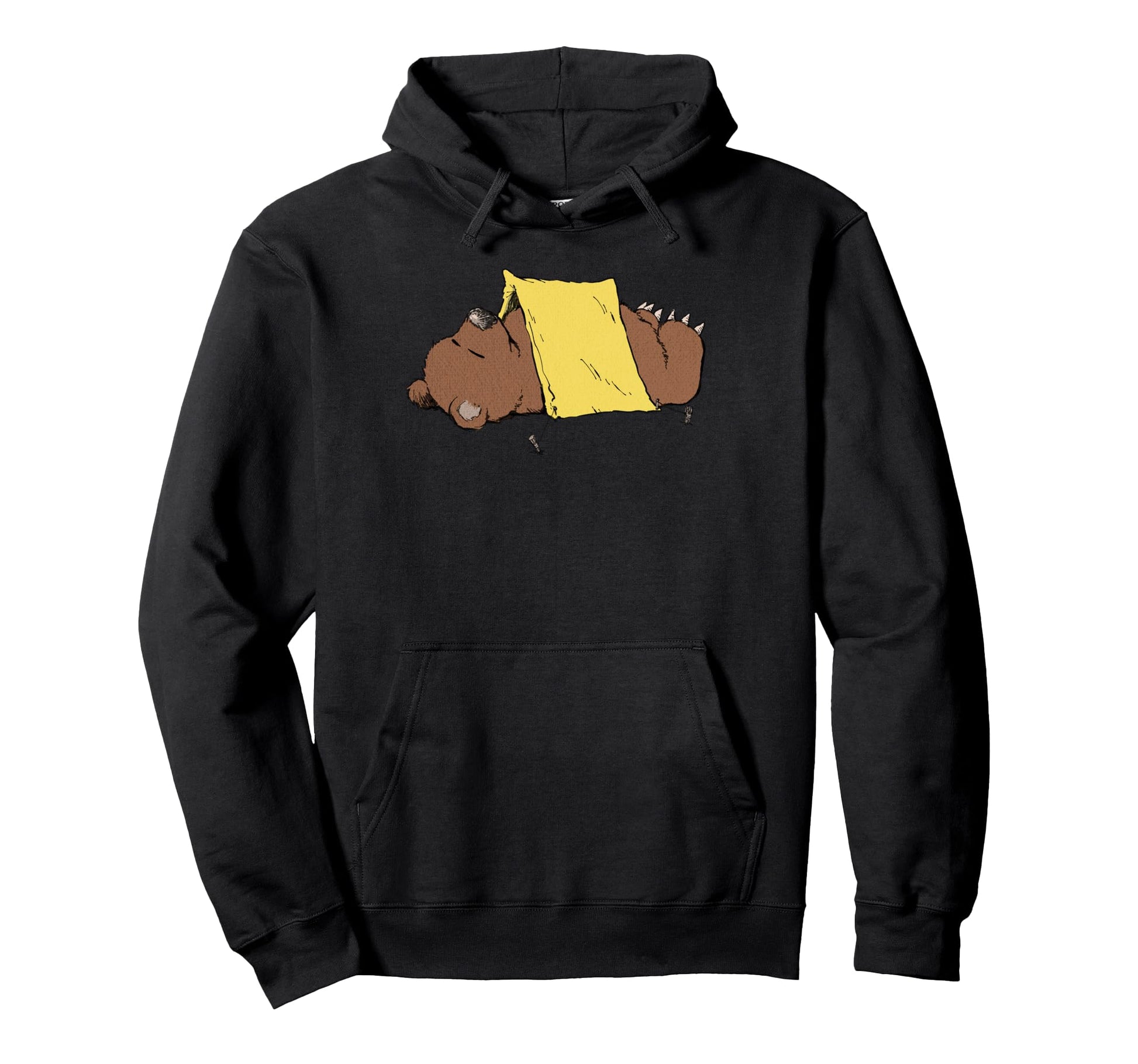 Cartoon Bear Camping Fishing Fathers Hoodie - Fun Novelty Design Men Women - T-Shirt, Sweatshirt, Hoodie