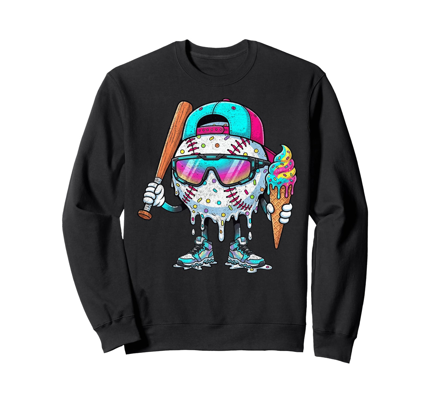 Baseball Drip Ice Cream Gifts T-Shirt - Streetwear Style Men Women - T-Shirt, Sweatshirt, Hoodie