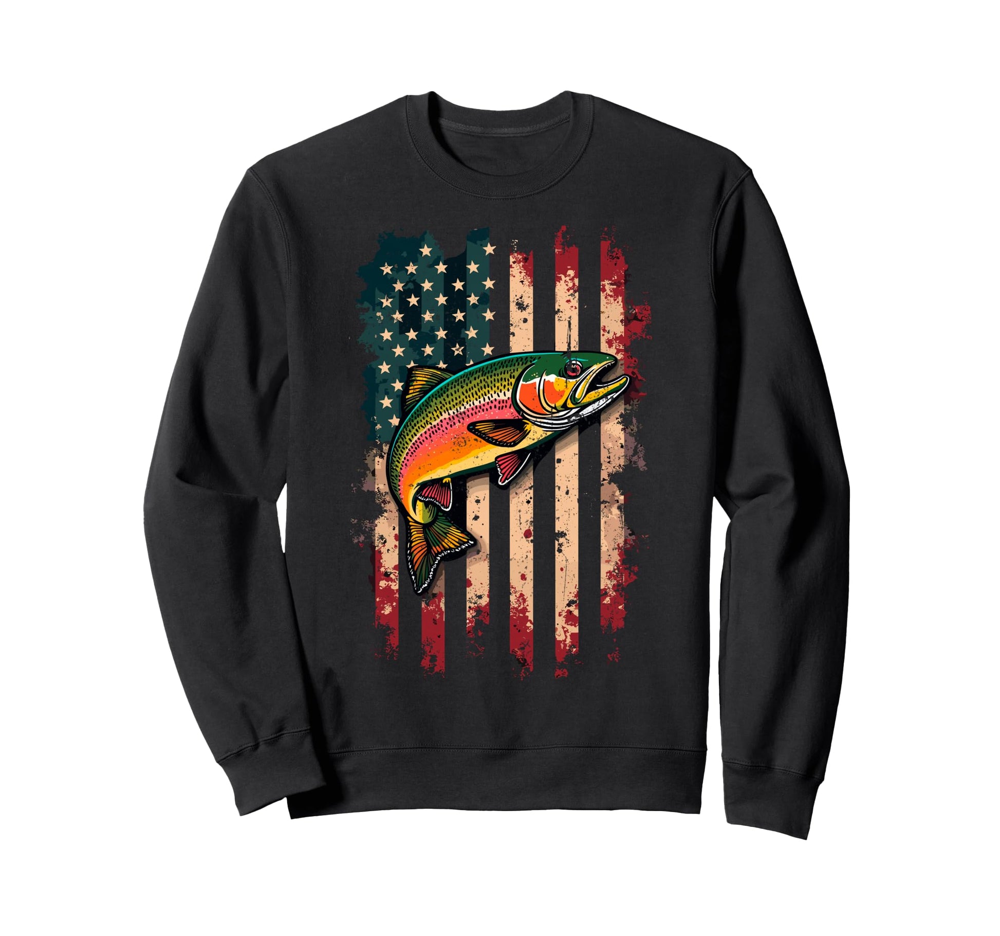 Us American Flag Fishing Lover Fish Sweatshirt - Trendy Graphic for Adults - T-Shirt, Sweatshirt, Hoodie