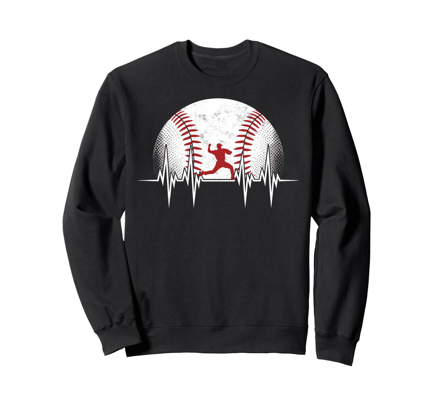 Baseball Ball Heartbeat Player Sweatshirt - Minimalist Print Men Women - T-Shirt, Sweatshirt, Hoodie