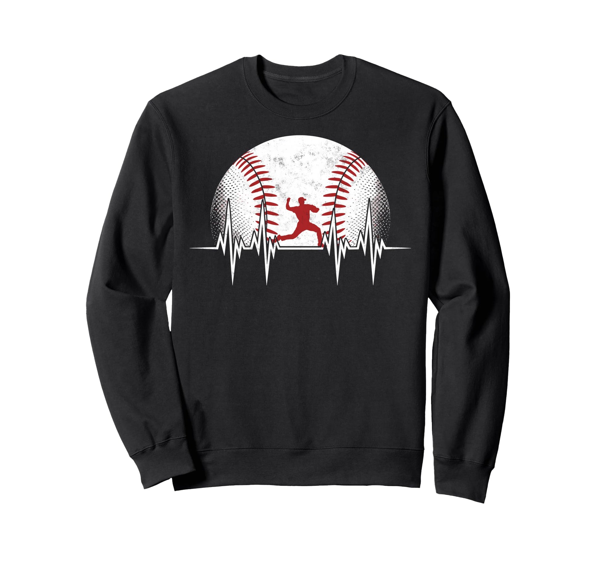 Baseball Ball Heartbeat Player Sweatshirt - Minimalist Print Men Women - T-Shirt, Sweatshirt, Hoodie