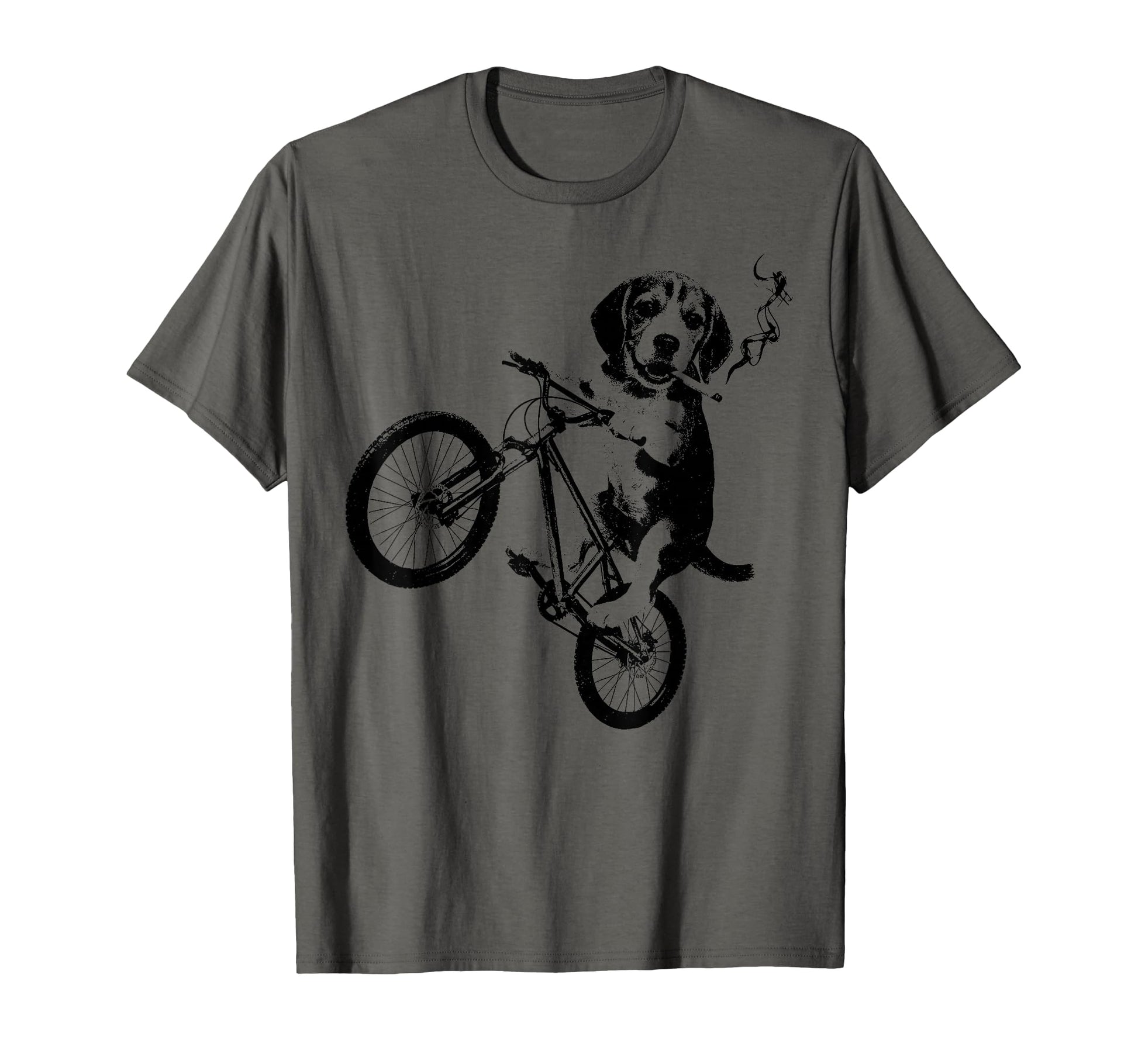 Beagle Riding Bicycle Funny Smoking T-Shirt - Custom Art Print Men Women - T-Shirt, Sweatshirt, Hoodie