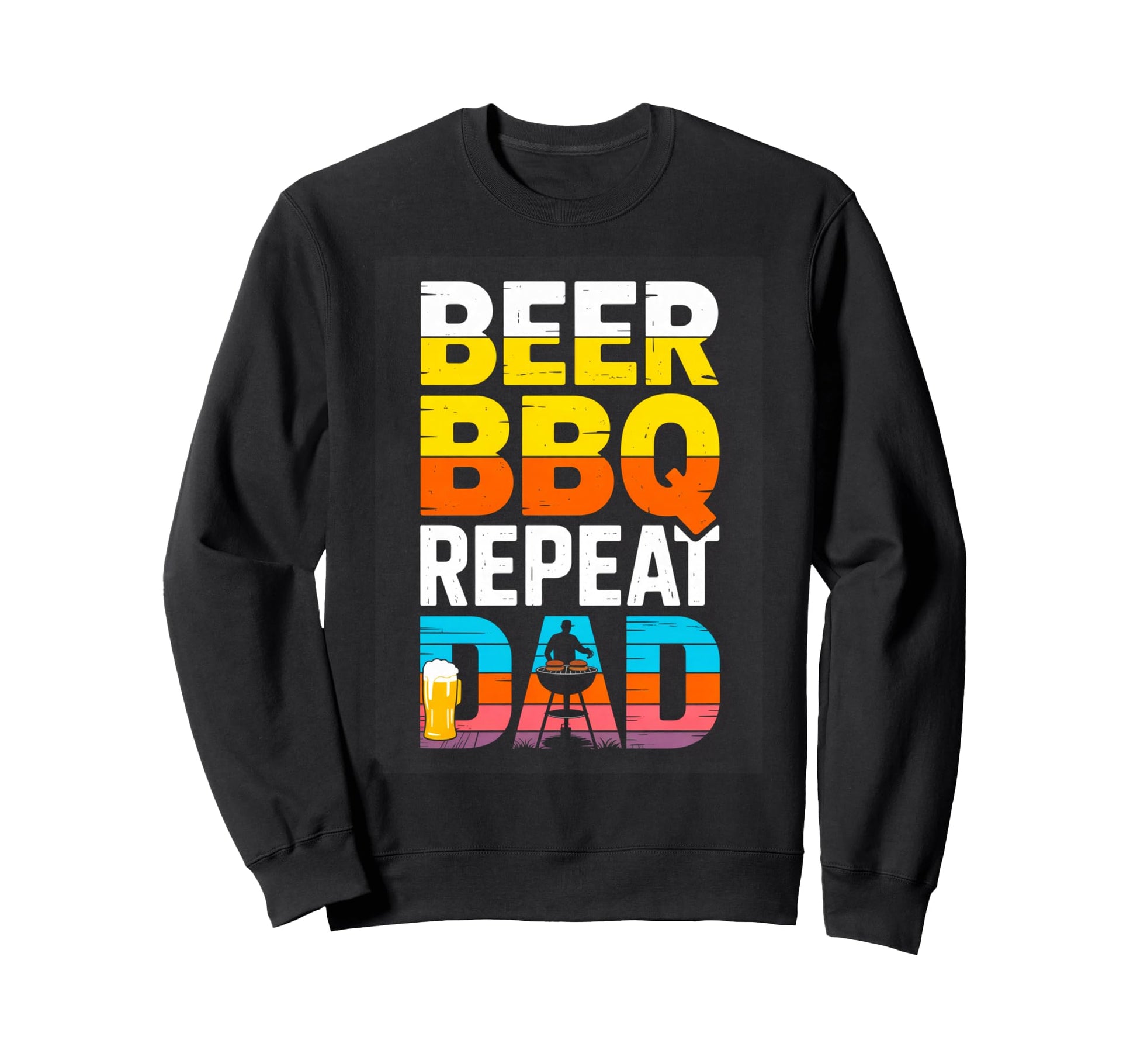 Beer Bbq Repeat Dad Fathers Day Sweatshirt - Custom Art Print Unisex - T-Shirt, Sweatshirt, Hoodie