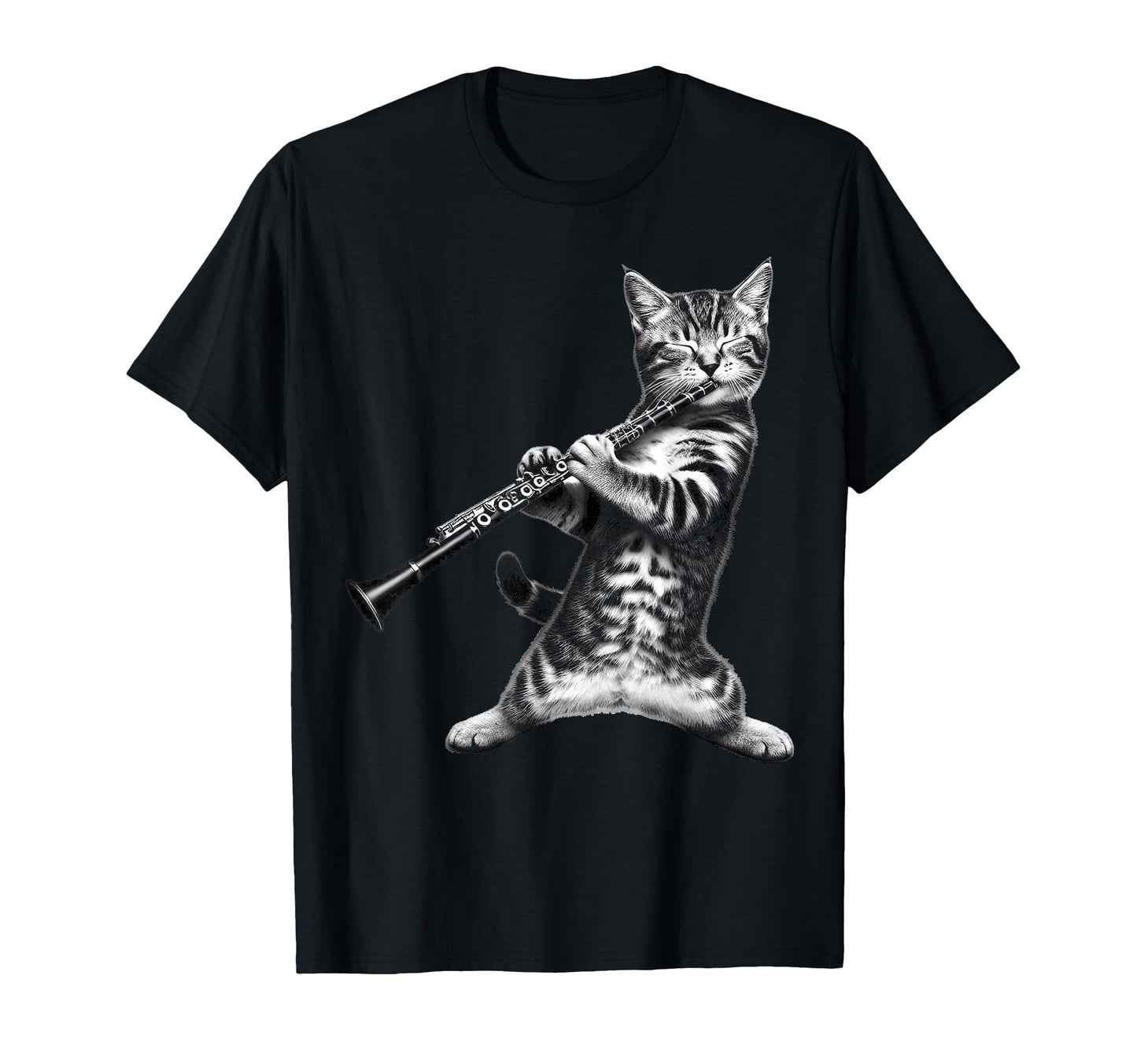 Cat Playing Clarinet Gifts Cat Lover Cat T-Shirt - Custom Art Print Unisex - T-Shirt, Sweatshirt, Hoodie
