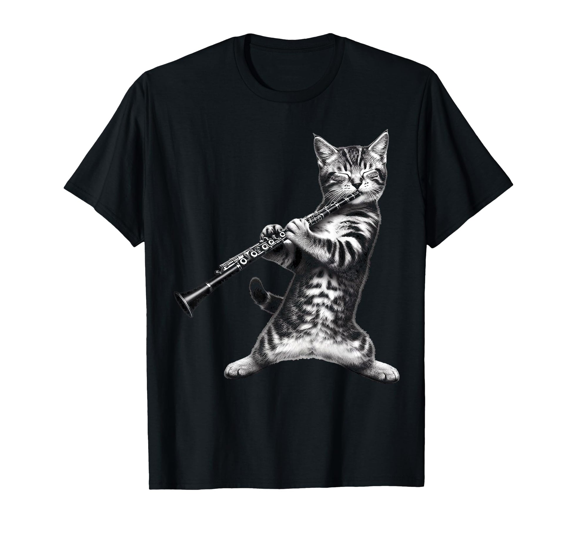 Cat Playing Clarinet Gifts Cat Lover Cat T-Shirt - Custom Art Print Unisex - T-Shirt, Sweatshirt, Hoodie
