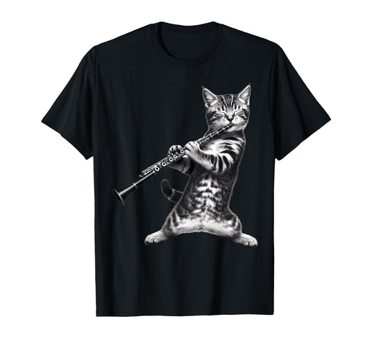 Cat Playing Clarinet Gifts Cat Lover Cat T-Shirt - Custom Art Print Unisex - T-Shirt, Sweatshirt, Hoodie
