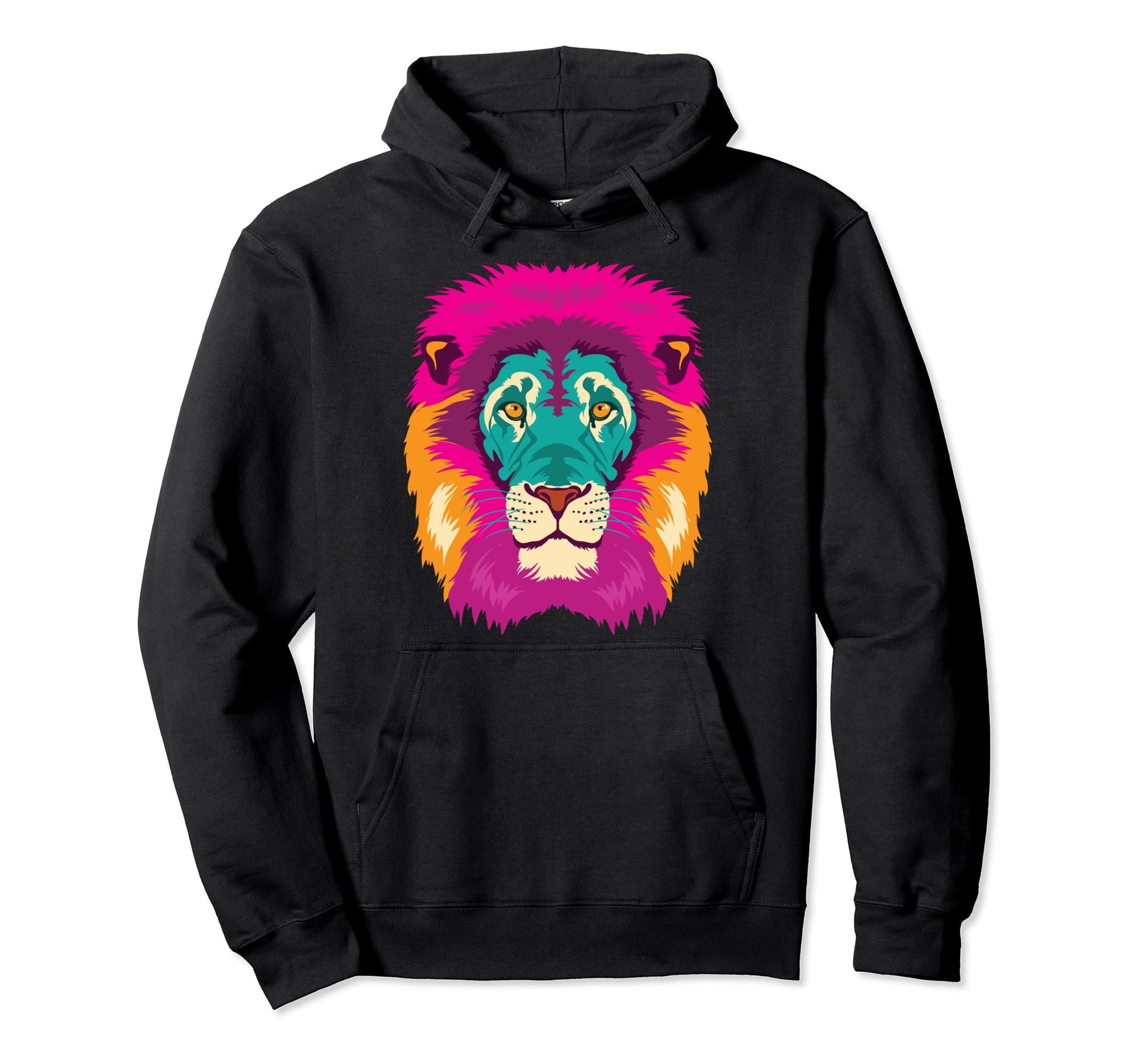 Colorful Lion Face Pop Art Lovers Hoodie - Aesthetic Graphic Men Women - T-Shirt, Sweatshirt, Hoodie