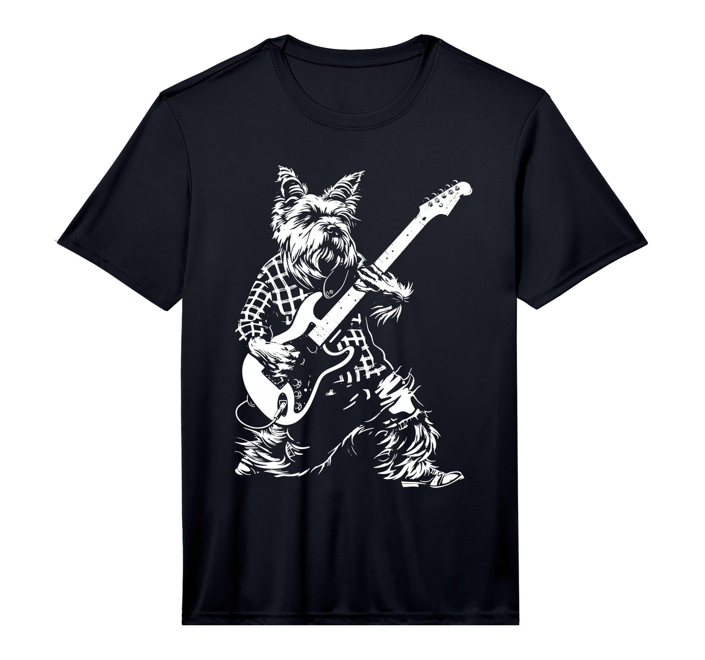Mens Dog Guitarist Guitar Scottish T-Shirt - Custom Art Print for Adults - T-Shirt, Sweatshirt, Hoodie