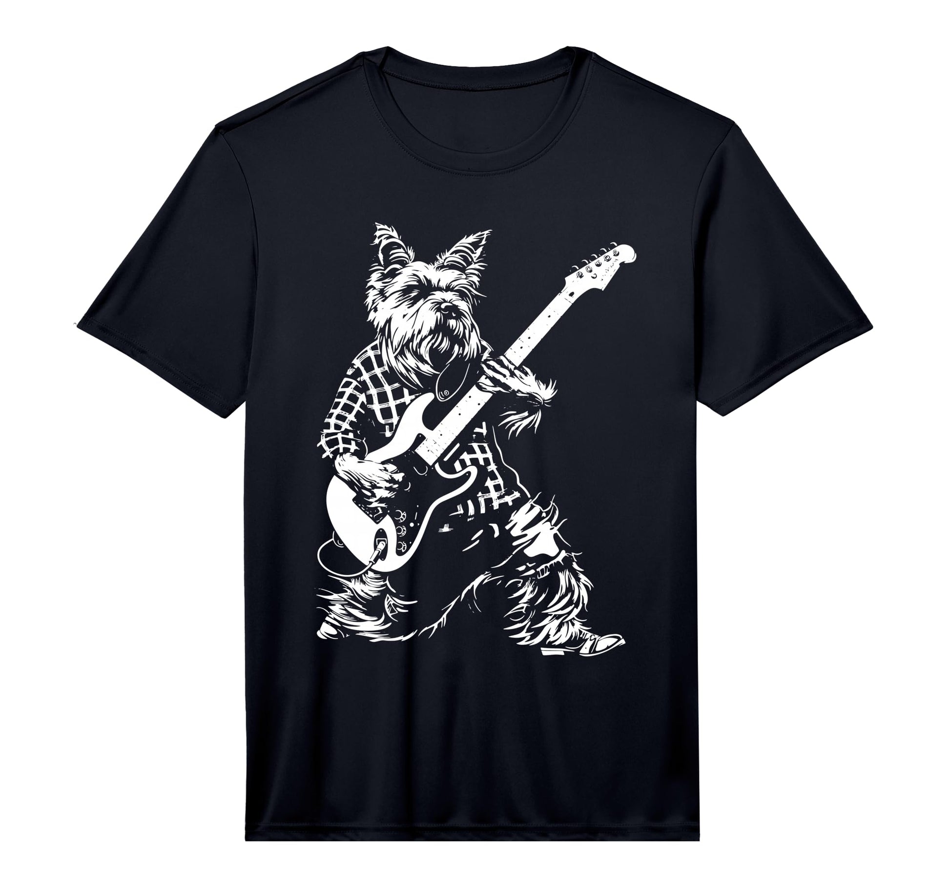 Mens Dog Guitarist Guitar Scottish T-Shirt - Custom Art Print for Adults - T-Shirt, Sweatshirt, Hoodie