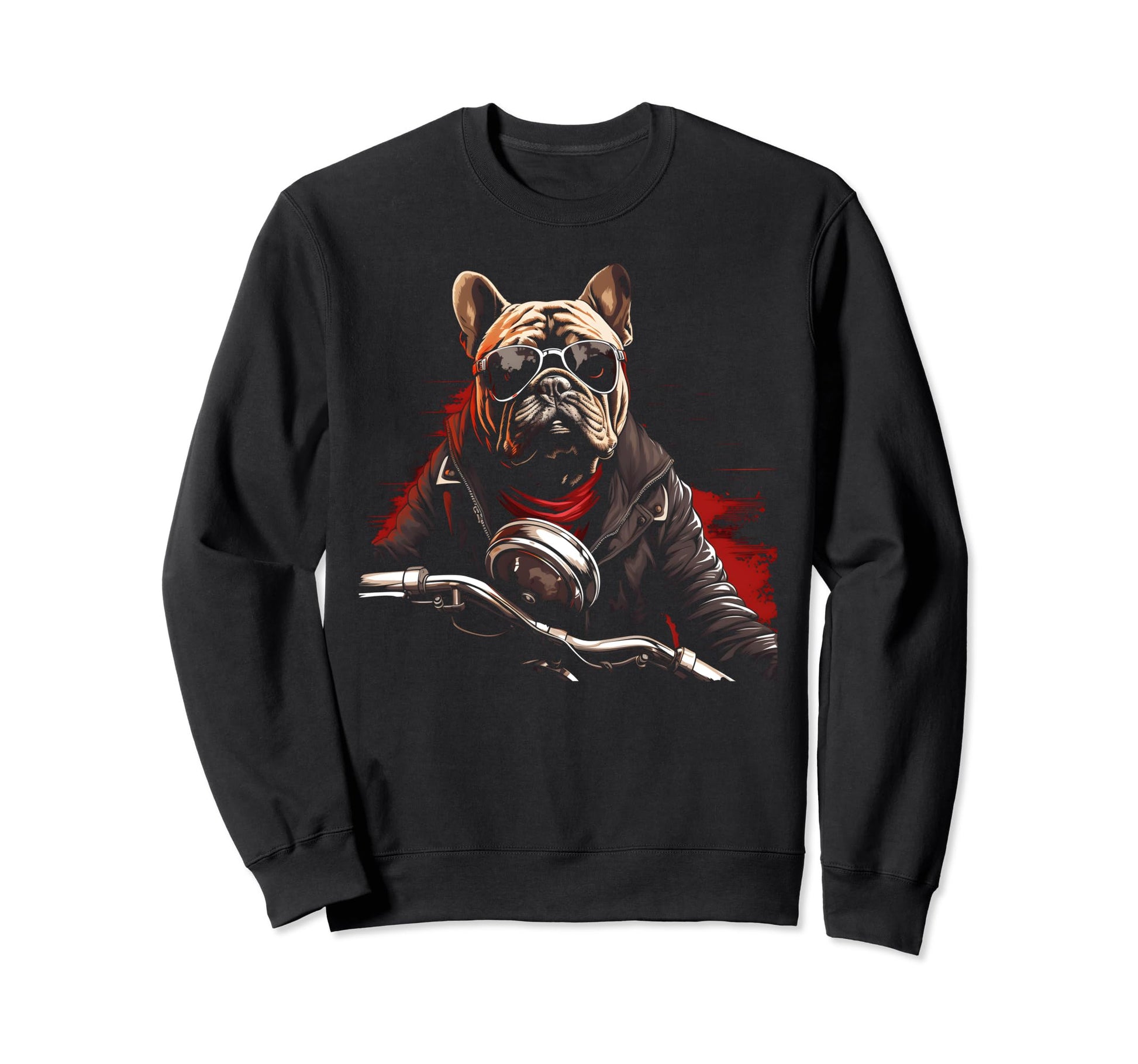 Motorcycle Dad Biker Dog Bulldog Sweatshirt - Aesthetic Graphic for Adults - T-Shirt, Sweatshirt, Hoodie