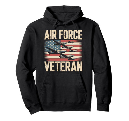 Air Force Veteran Us American Flag Hoodie - Fun Novelty Design Men Women - T-Shirt, Sweatshirt, Hoodie