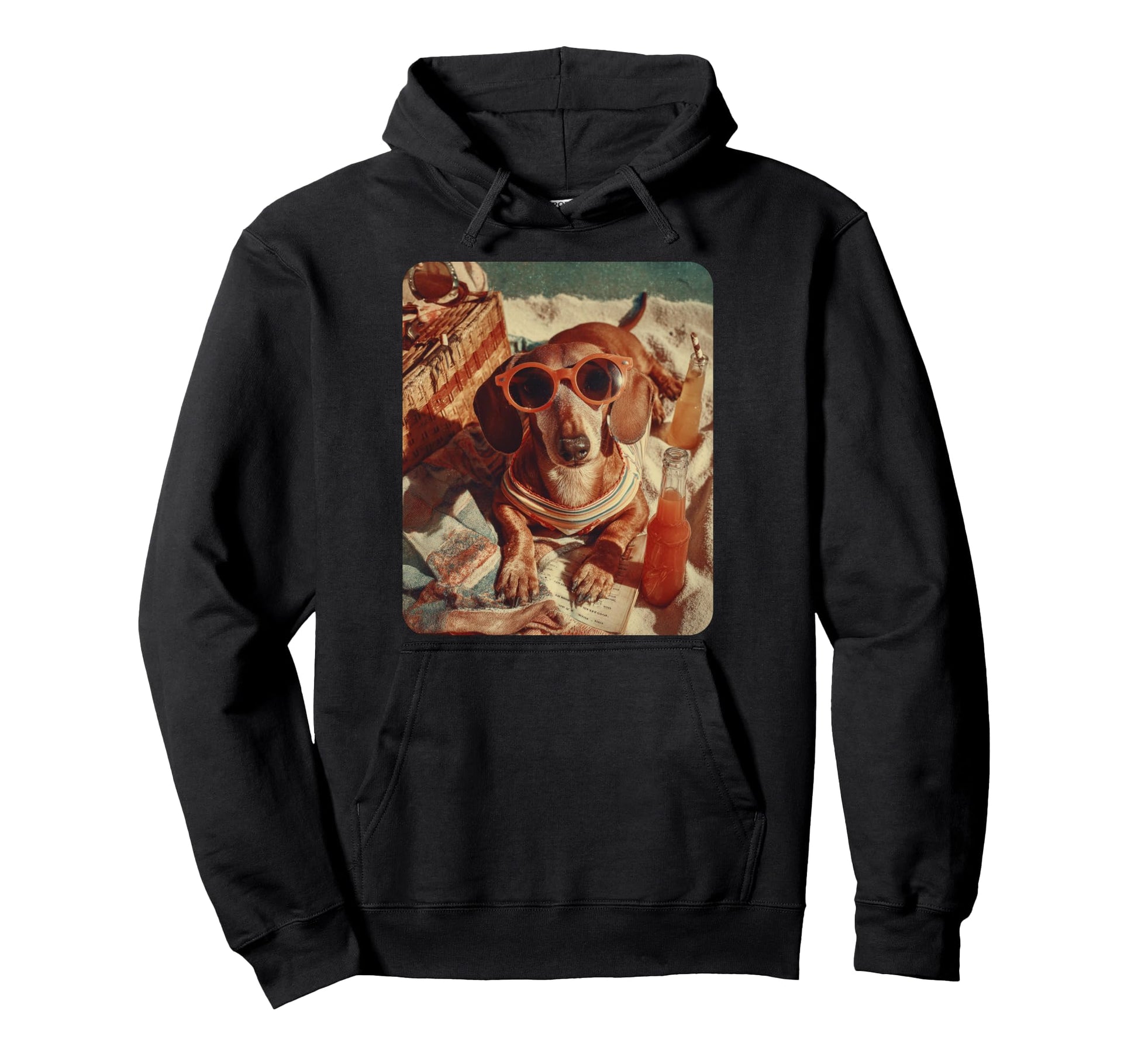 Wiener Dog Hawaiian Funny Dogs Meme Beach Hoodie - Custom Art Print Unisex - T-Shirt, Sweatshirt, Hoodie