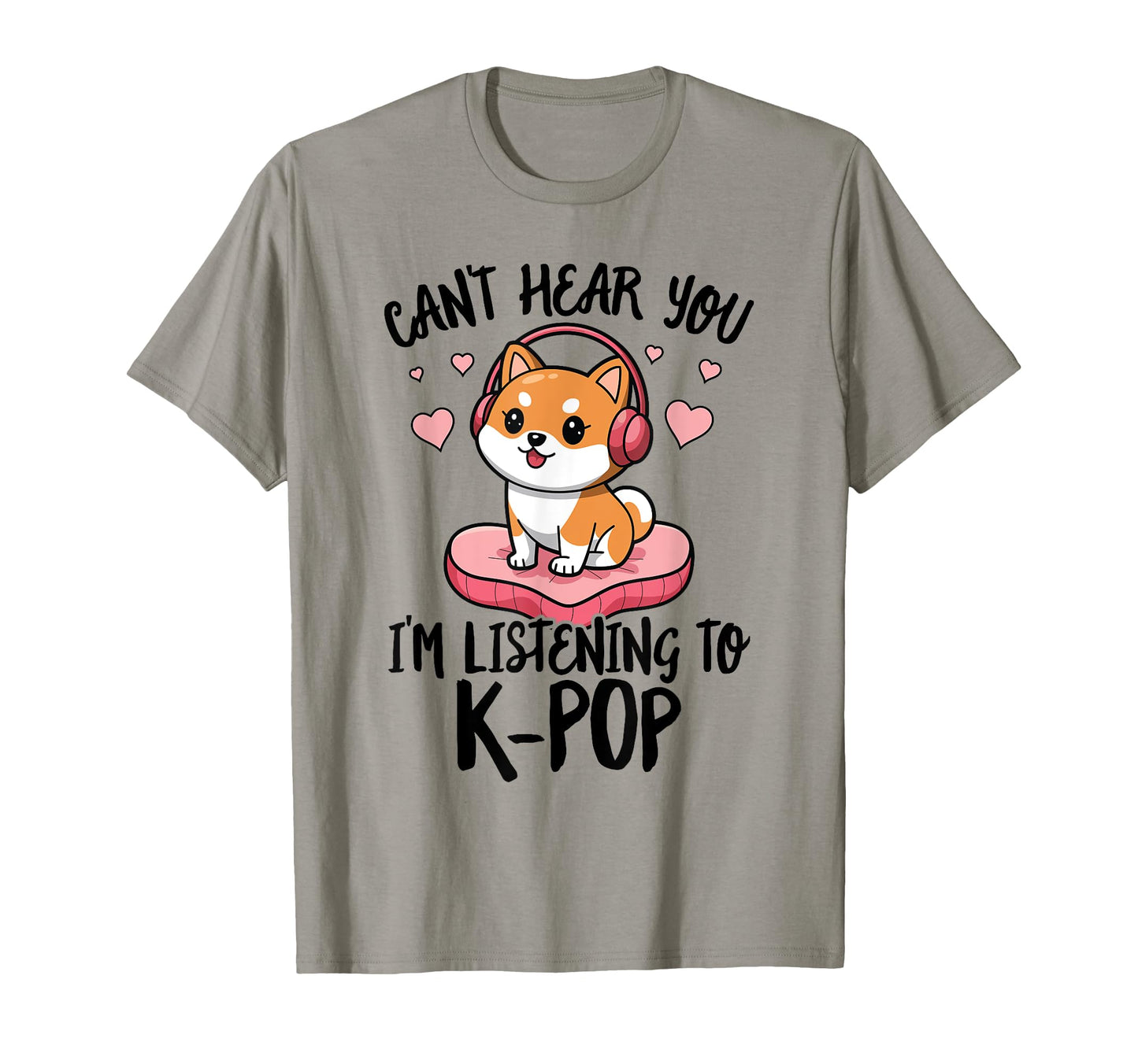 Shiba Inu Dog Headphones K Pop Music T-Shirt - Minimalist Print Men Women - T-Shirt, Sweatshirt, Hoodie