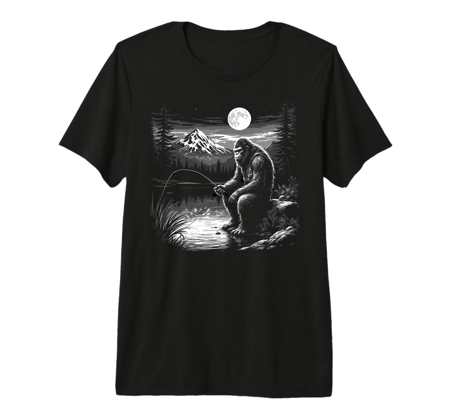 Bassquatch Sasquatch Fisher Bass Fishing T-Shirt - Graphic Print Men Women - T-Shirt, Sweatshirt, Hoodie