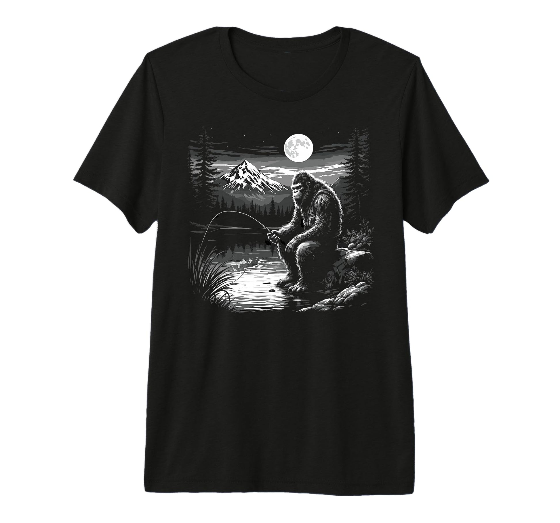 Bassquatch Sasquatch Fisher Bass Fishing T-Shirt - Graphic Print Men Women - T-Shirt, Sweatshirt, Hoodie
