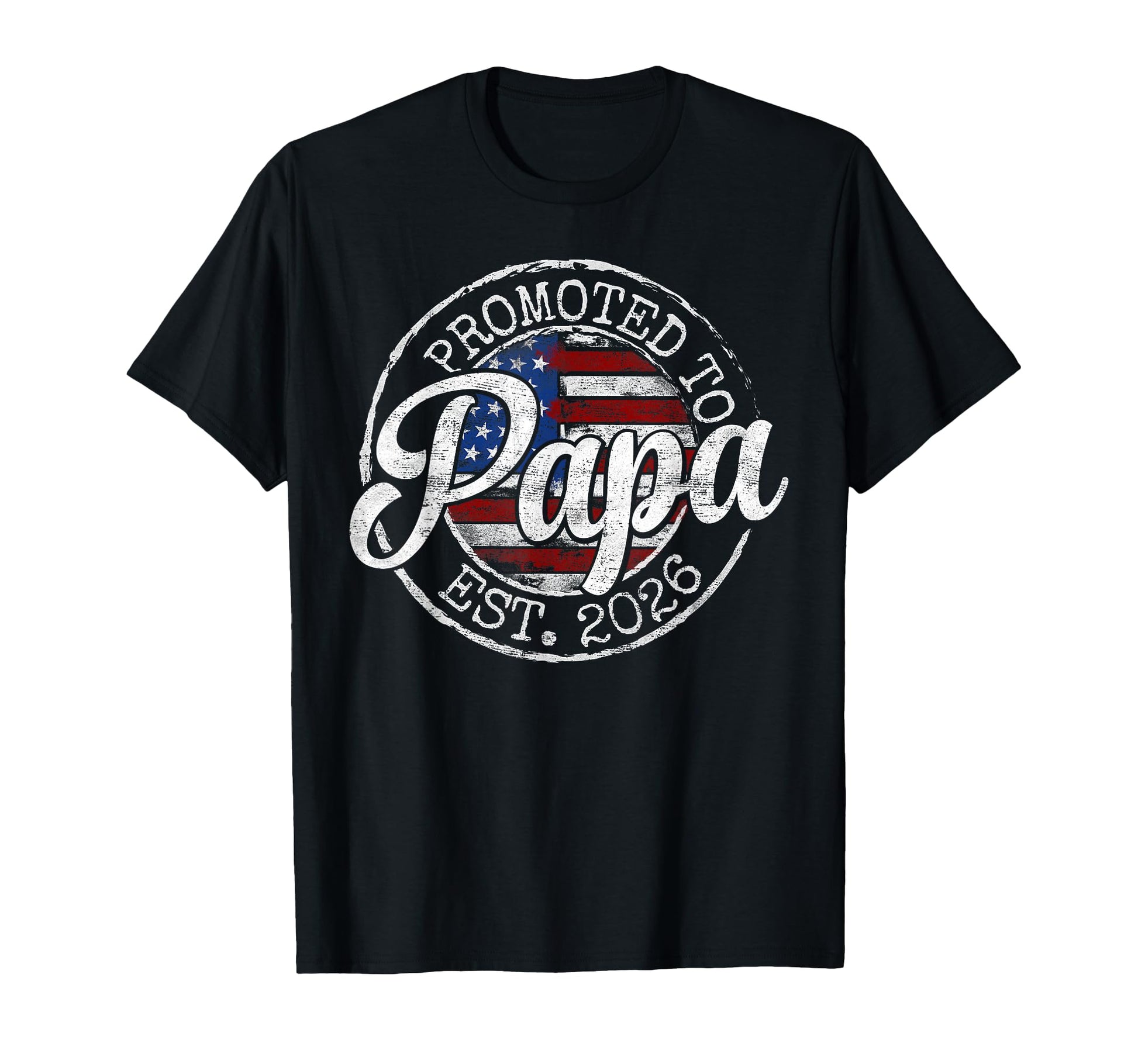 Promoted To Papa Est 2026 Stamp T-Shirt - Minimalist Print for Adults - T-Shirt, Sweatshirt, Hoodie