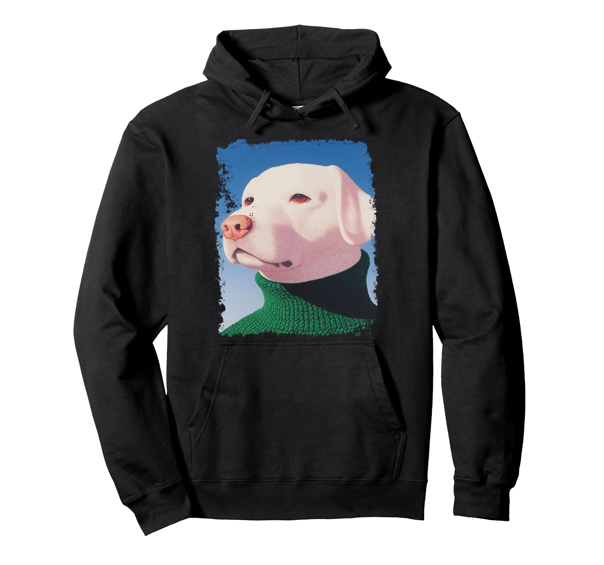 Pop Art Turtleneck White Pitbull Dog Hoodie - Fun Novelty Design Men Women - T-Shirt, Sweatshirt, Hoodie