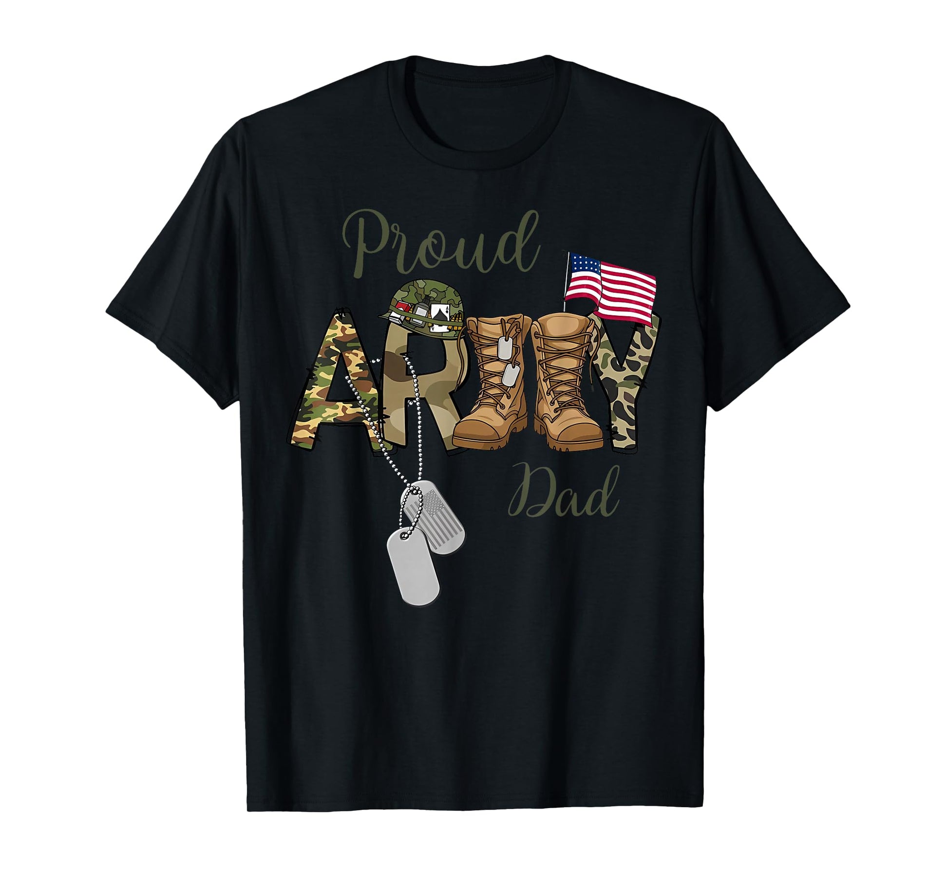 Proud Army Dad Camouflage Dog Tag T-Shirt - Fun Novelty Design Men Women - T-Shirt, Sweatshirt, Hoodie