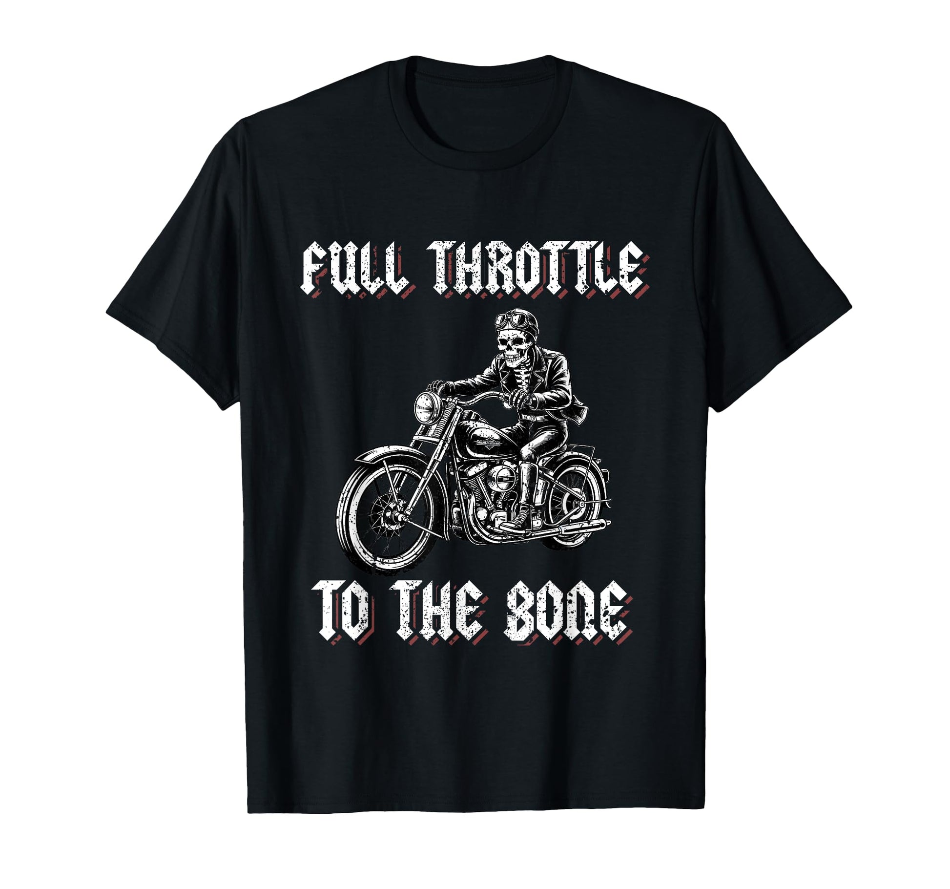Skeleton Biker Motorcycle Dad Full T-Shirt - Unique Graphic Unisex - T-Shirt, Sweatshirt, Hoodie
