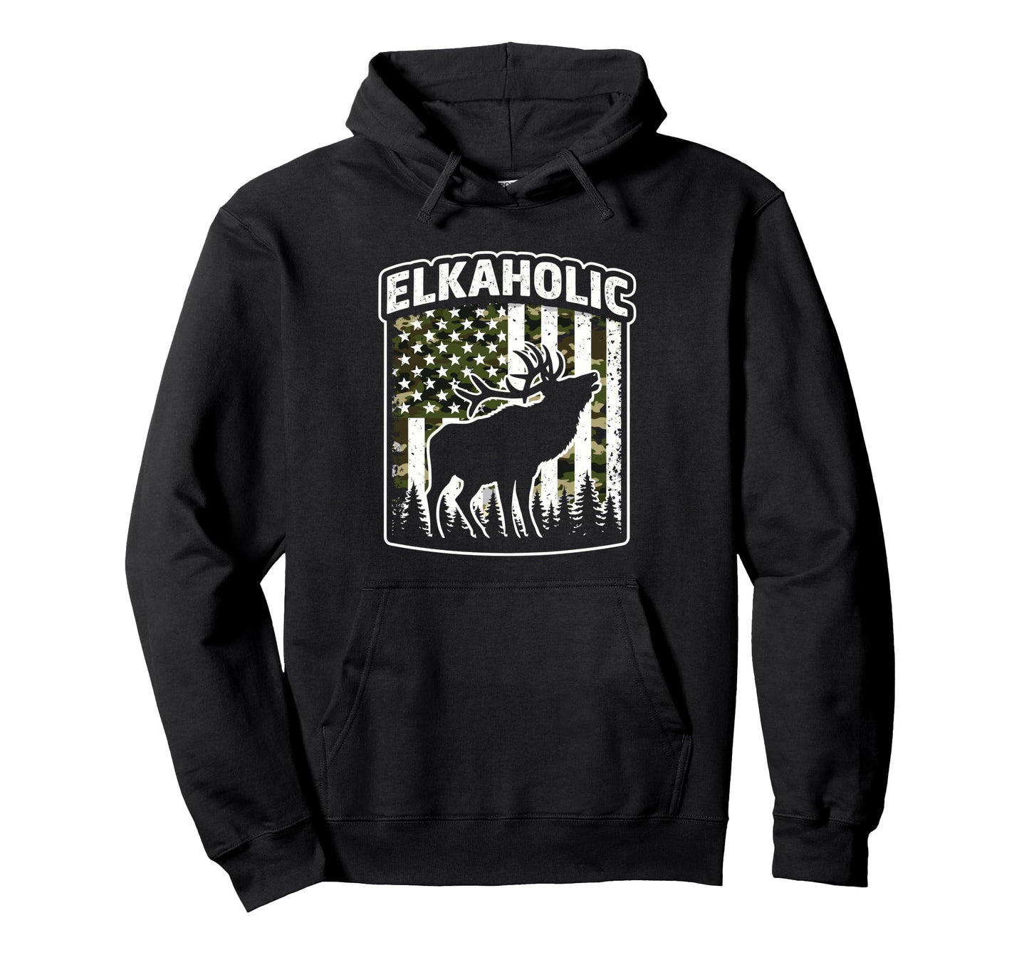 Funny Deer Elk Hunting Elkaholic Hoodie - Fun Novelty Design for Adults - T-Shirt, Sweatshirt, Hoodie