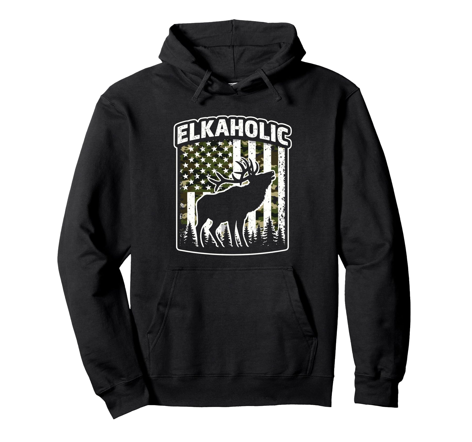 Funny Deer Elk Hunting Elkaholic Hoodie - Fun Novelty Design for Adults - T-Shirt, Sweatshirt, Hoodie