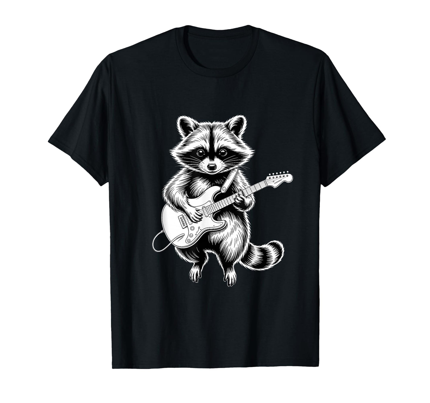 Funny Raccoon Playing Electric T-Shirt - Aesthetic Graphic for Adults - T-Shirt, Sweatshirt, Hoodie