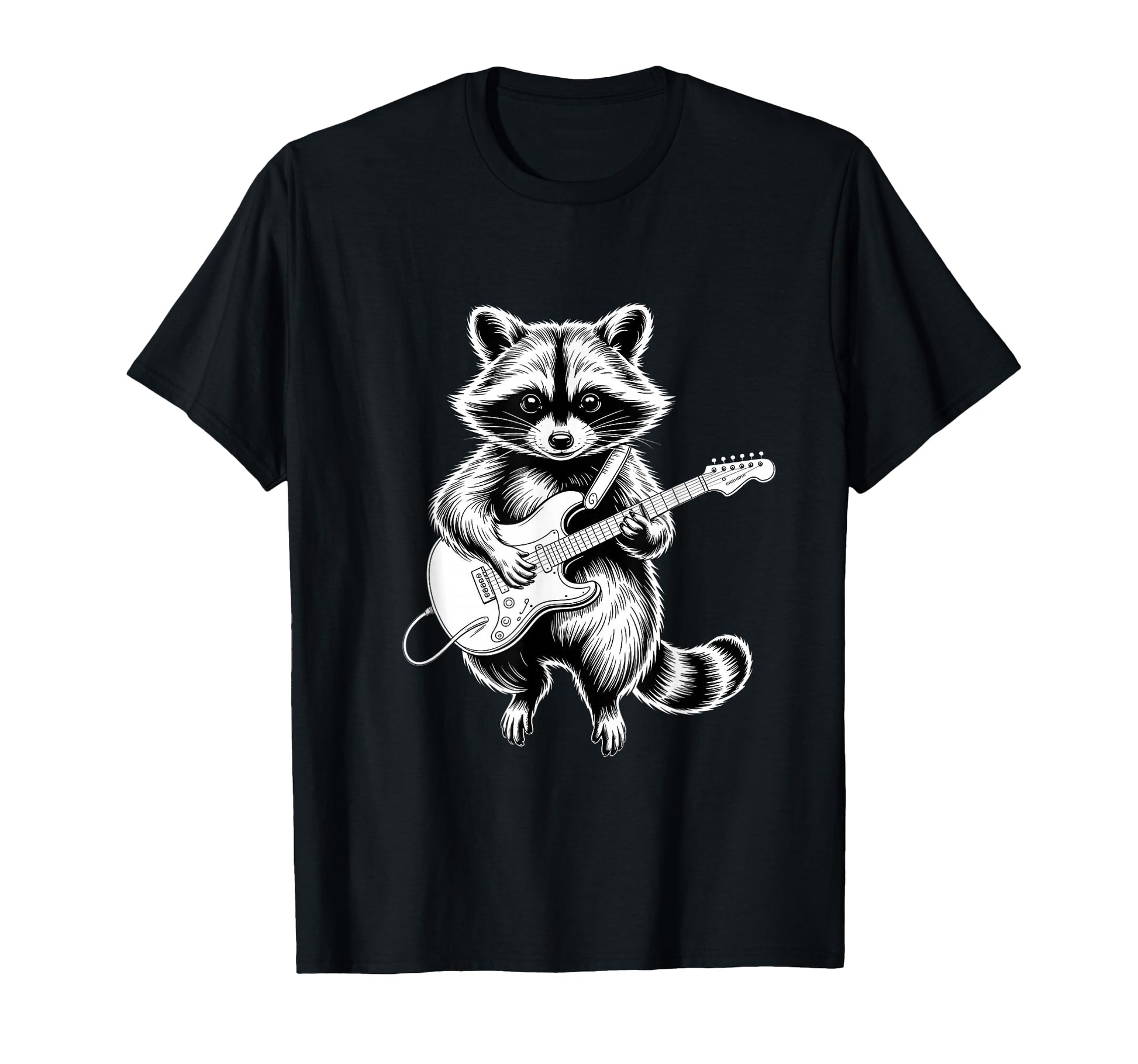 Funny Raccoon Playing Electric T-Shirt - Aesthetic Graphic for Adults - T-Shirt, Sweatshirt, Hoodie