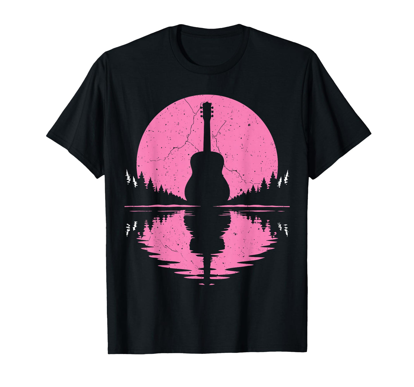 Guitar Lake Reflection Shadow T-Shirt - Aesthetic Graphic for Adults - T-Shirt, Sweatshirt, Hoodie