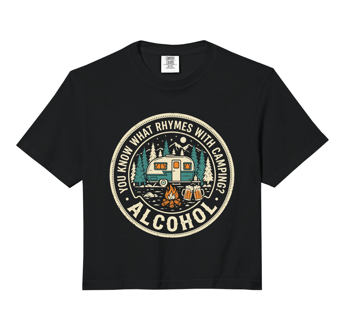 You Know What Rhymes Camping Alcohol Hoodie - Minimalist Print Unisex - T-Shirt, Sweatshirt, Hoodie