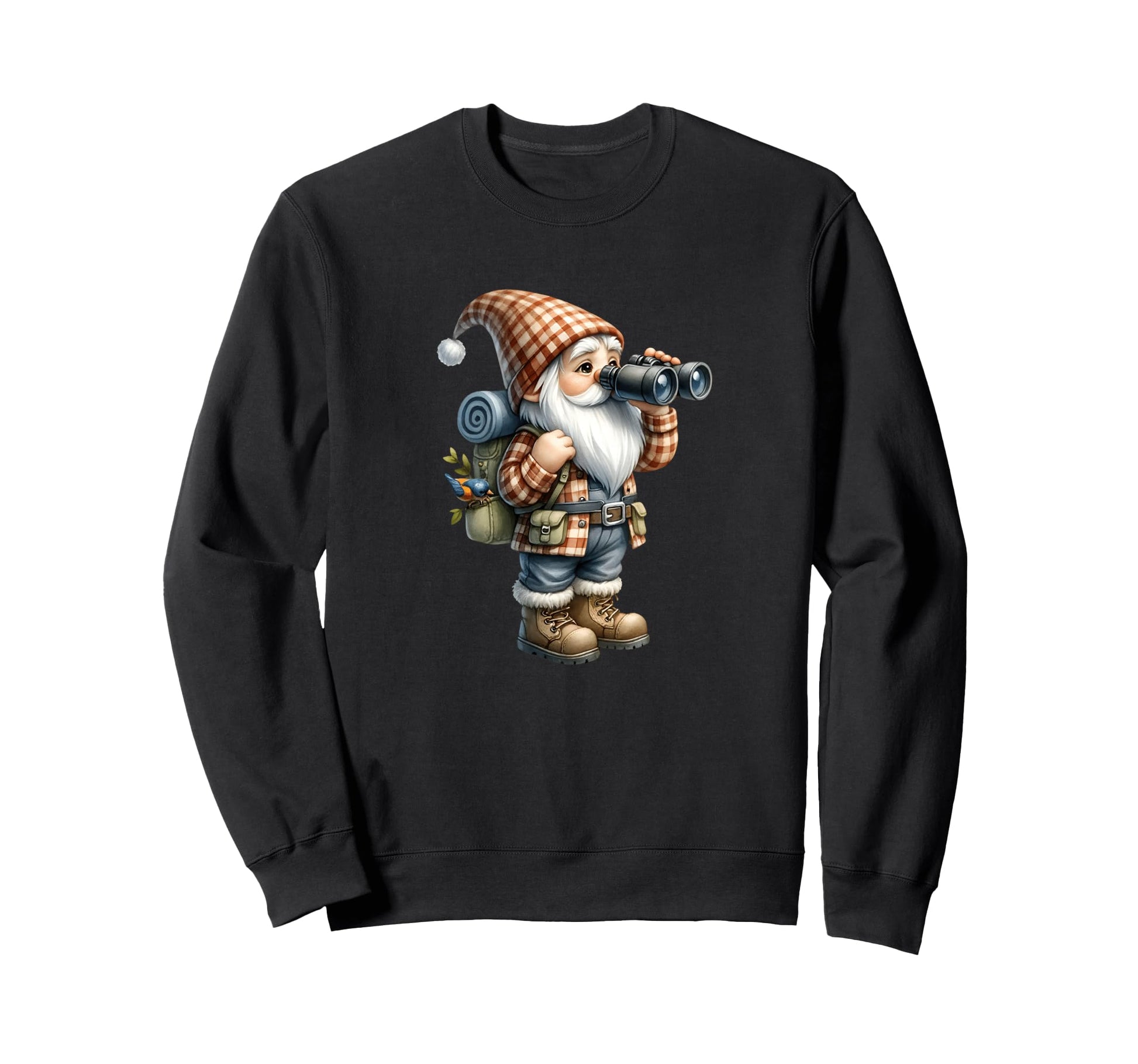 Hiker Gnome Dad Bird Watching Sweatshirt - Trendy Graphic Unisex - T-Shirt, Sweatshirt, Hoodie